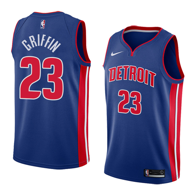 NBA Men Detroit Pistons Blue #23 GRIFFIN Jersey High Quality Name and Number Print - leoleo123123