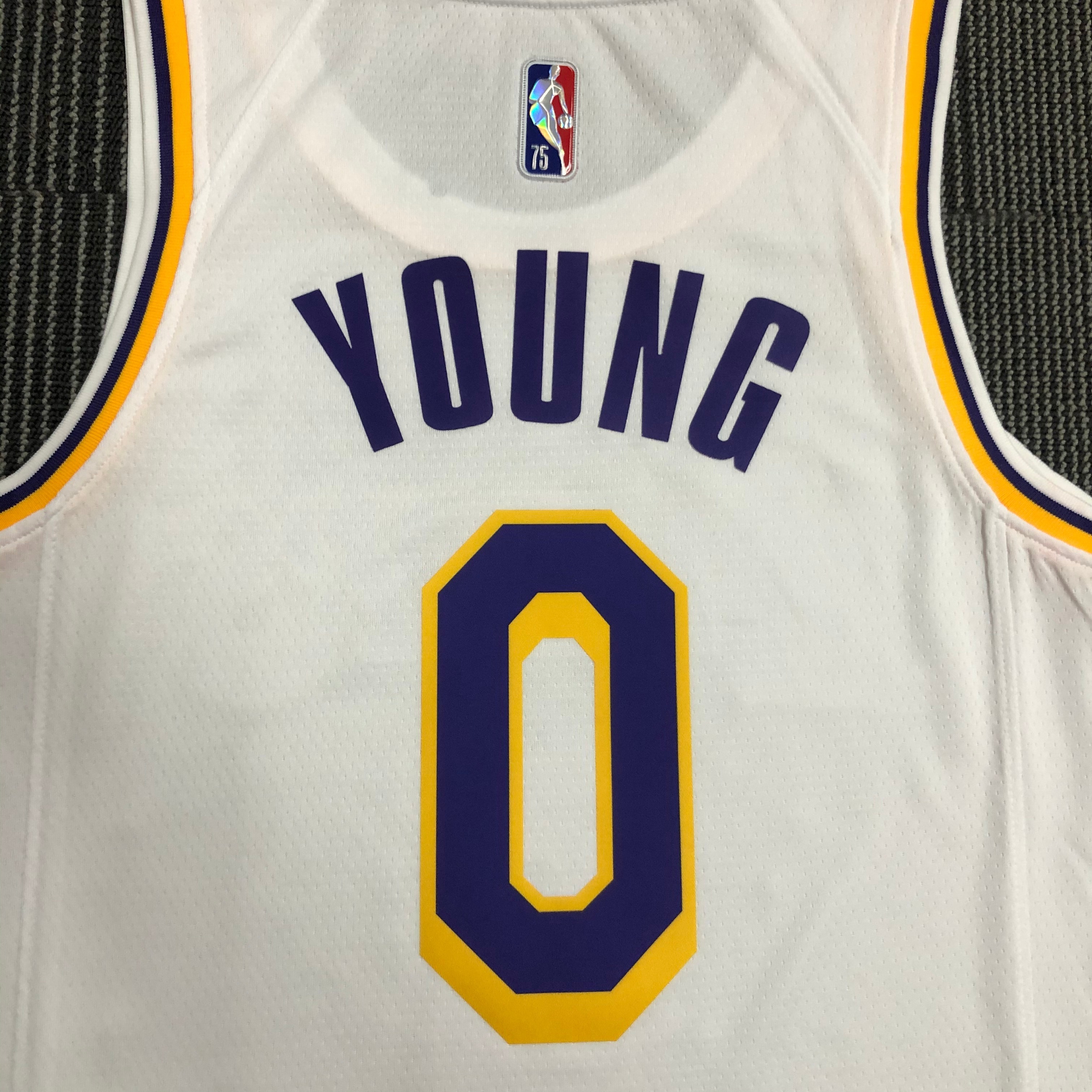 NBA 75th Anniversary Los Angeles Lakers White Round Neck #0 YOUNG Jersey High Quality Name and Number Print - leoleo123123
