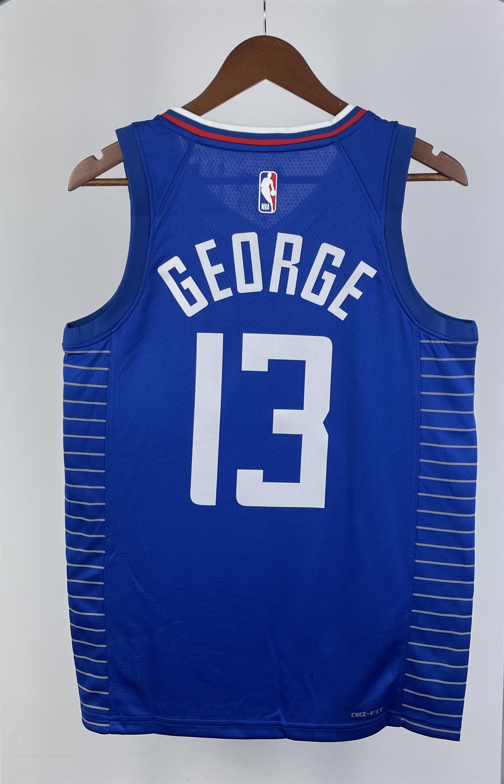 NBA Season 2023 Men Los Angeles Clippers Blue #13 GEORGE Jersey High Quality Name and Number Print - leoleo123123