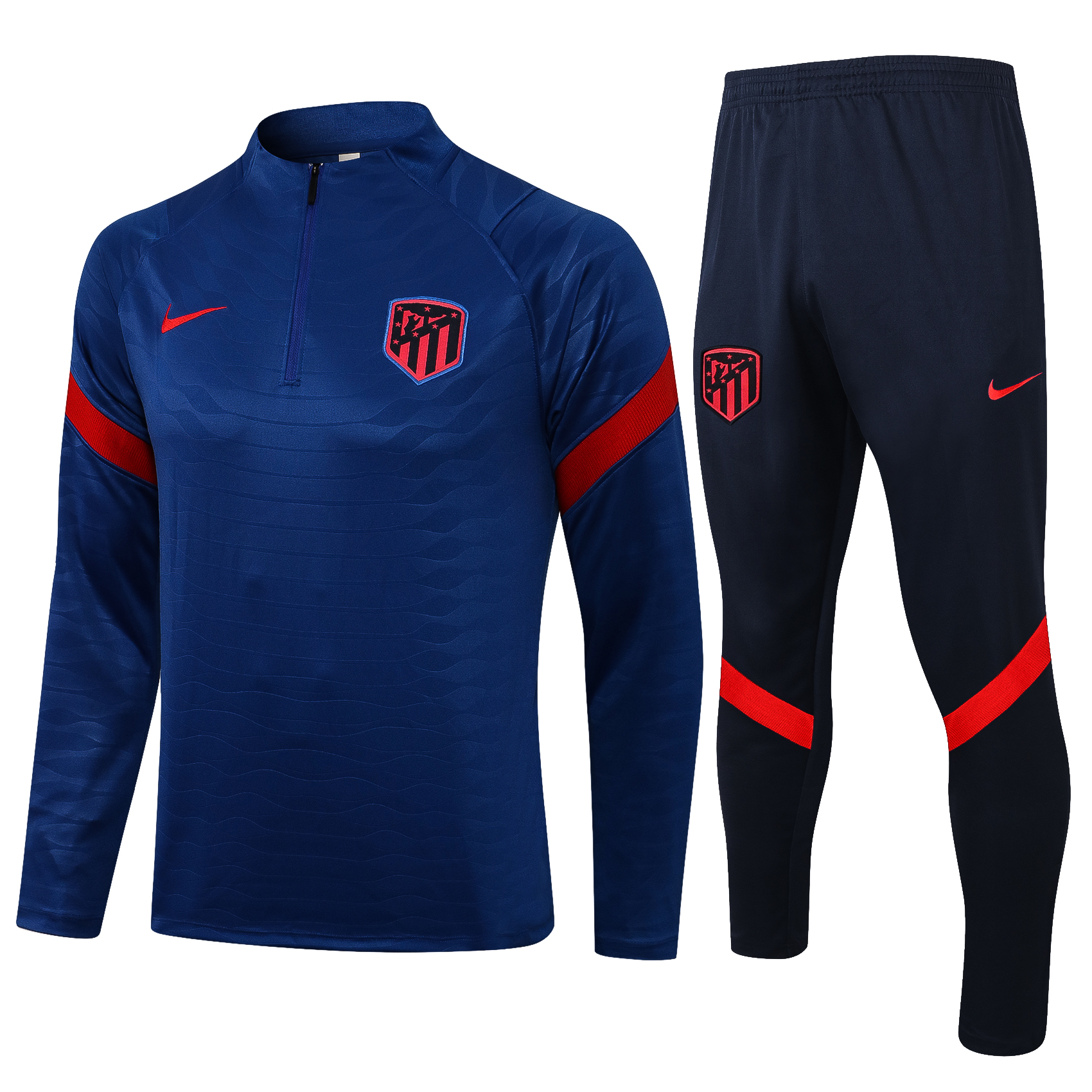 21-22 At Madrid Blue with Zipper Sweater Tracksuit Thai Quality - leoleo123123