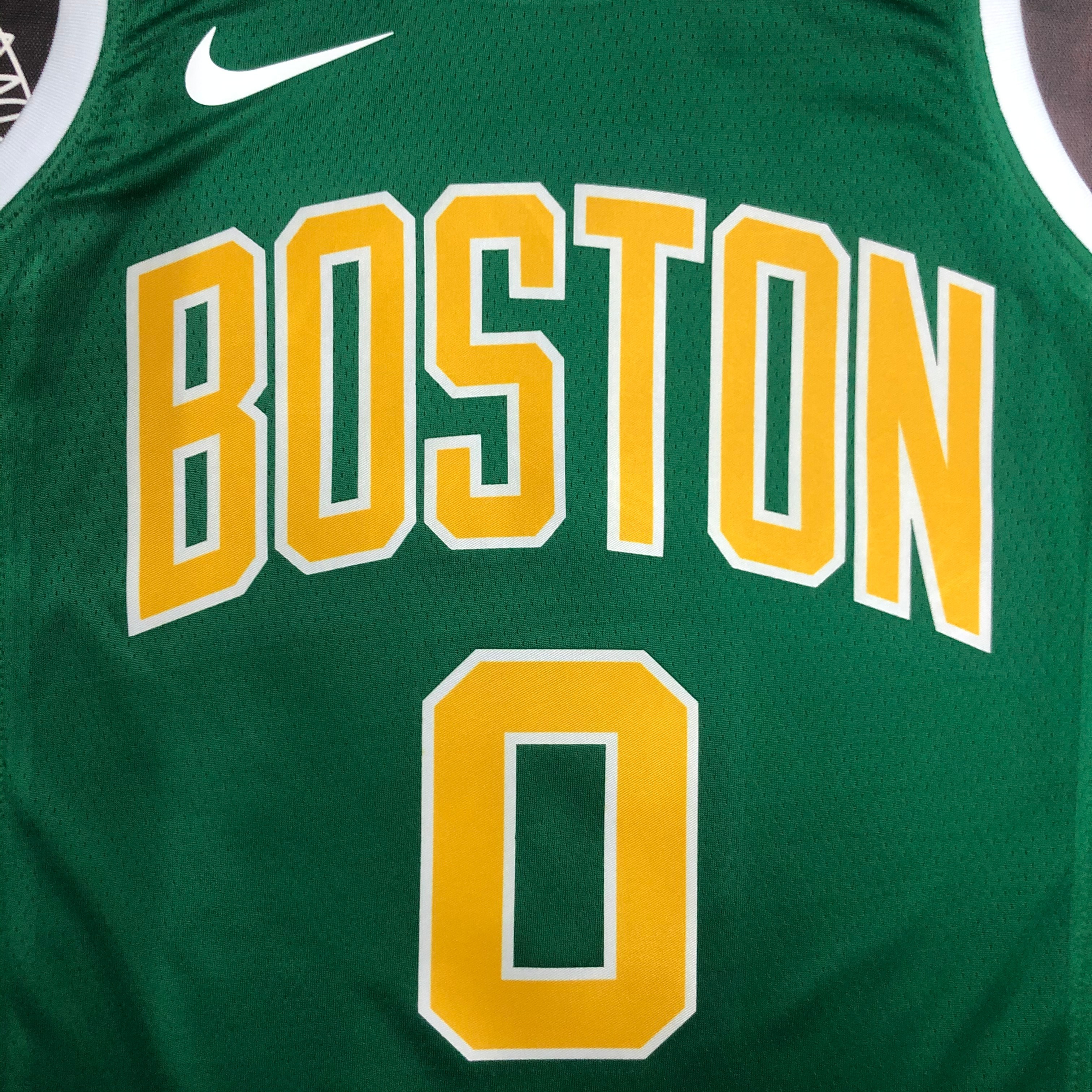 NBA Men Boston Celtics Green with Gold Name #0 TATUM Jersey High Quality Name and Number Print - leoleo123123