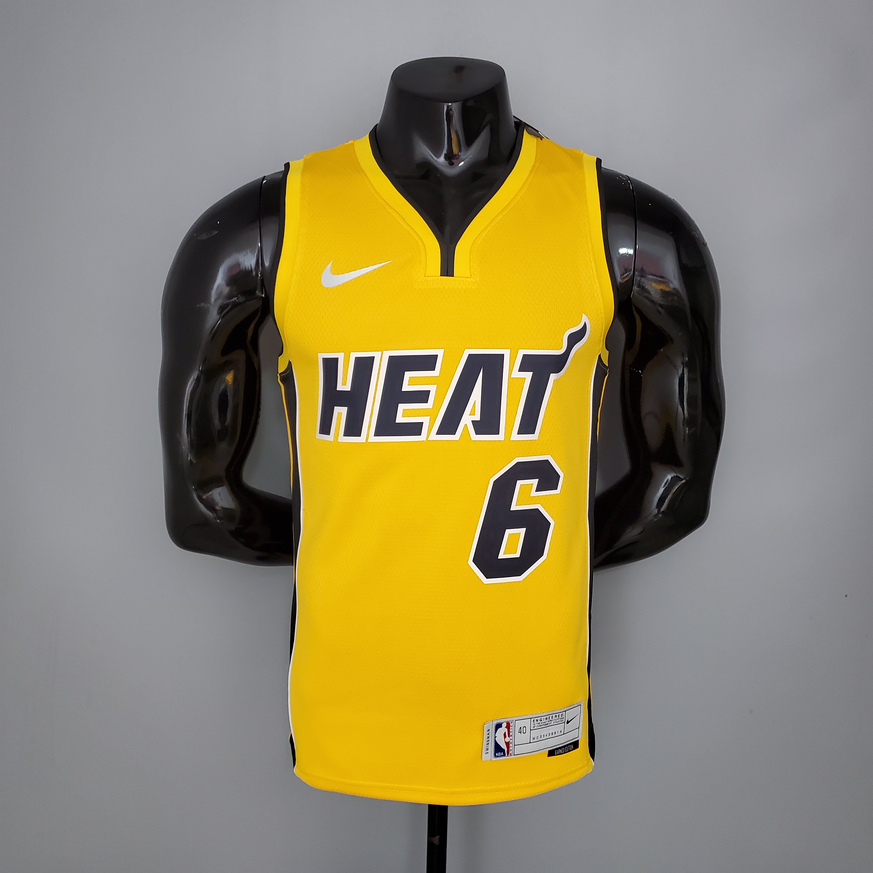 NBA Men Season 2021 Miami Heat Yellow Award Version #6 JAMES Jersey High Quality Name and Number Print - leoleo123123