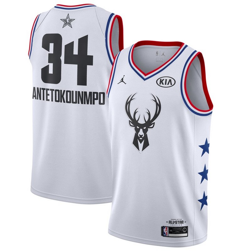 NBA Men 2019 All Star Jerseys White #34 ANTETOKOUNMPO Jersey High Quality Name and Number Print - leoleo123123