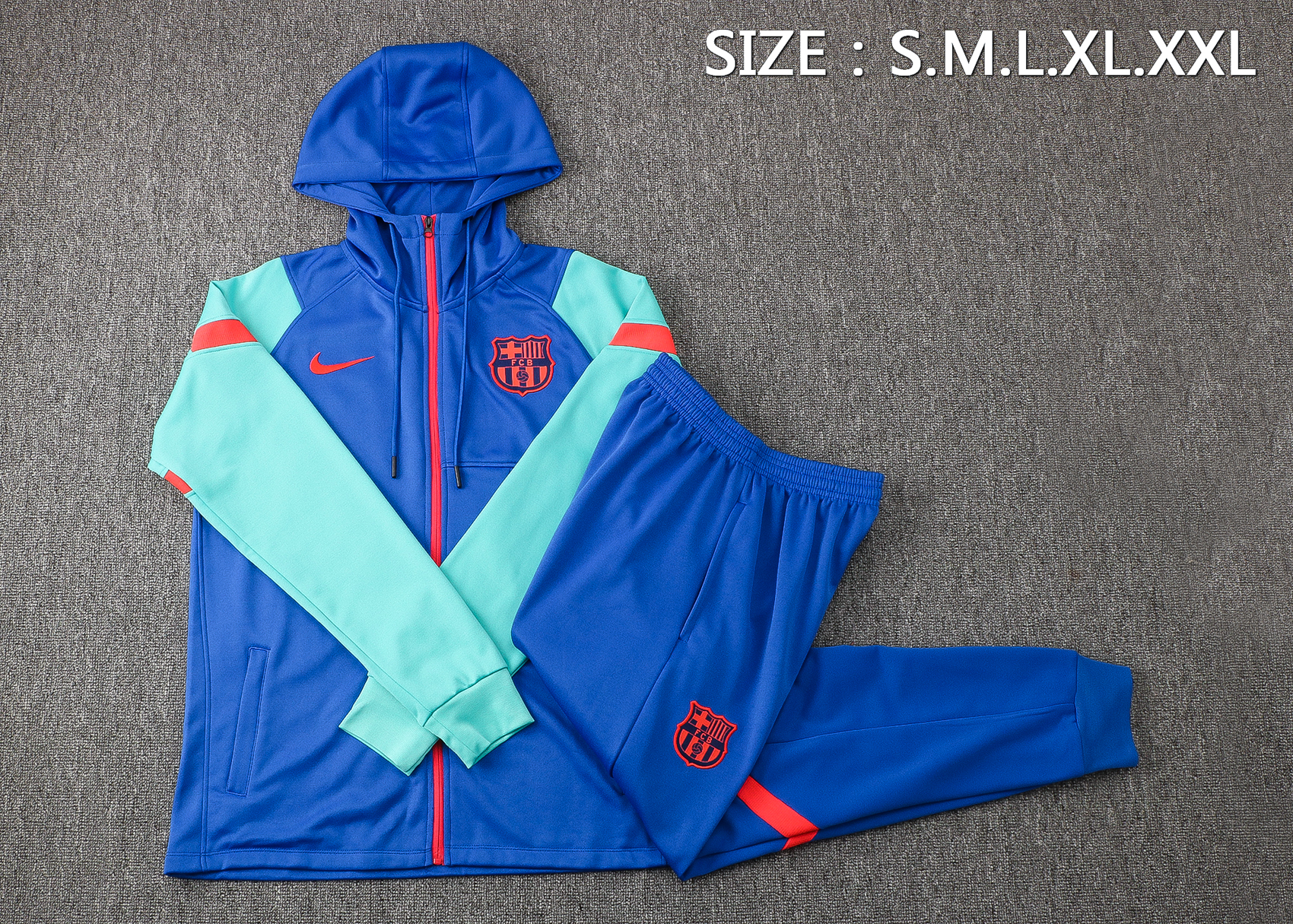 21/22 Barcelona Blue Jacket Tracksuit with Cap Thai Quality - leoleo123123