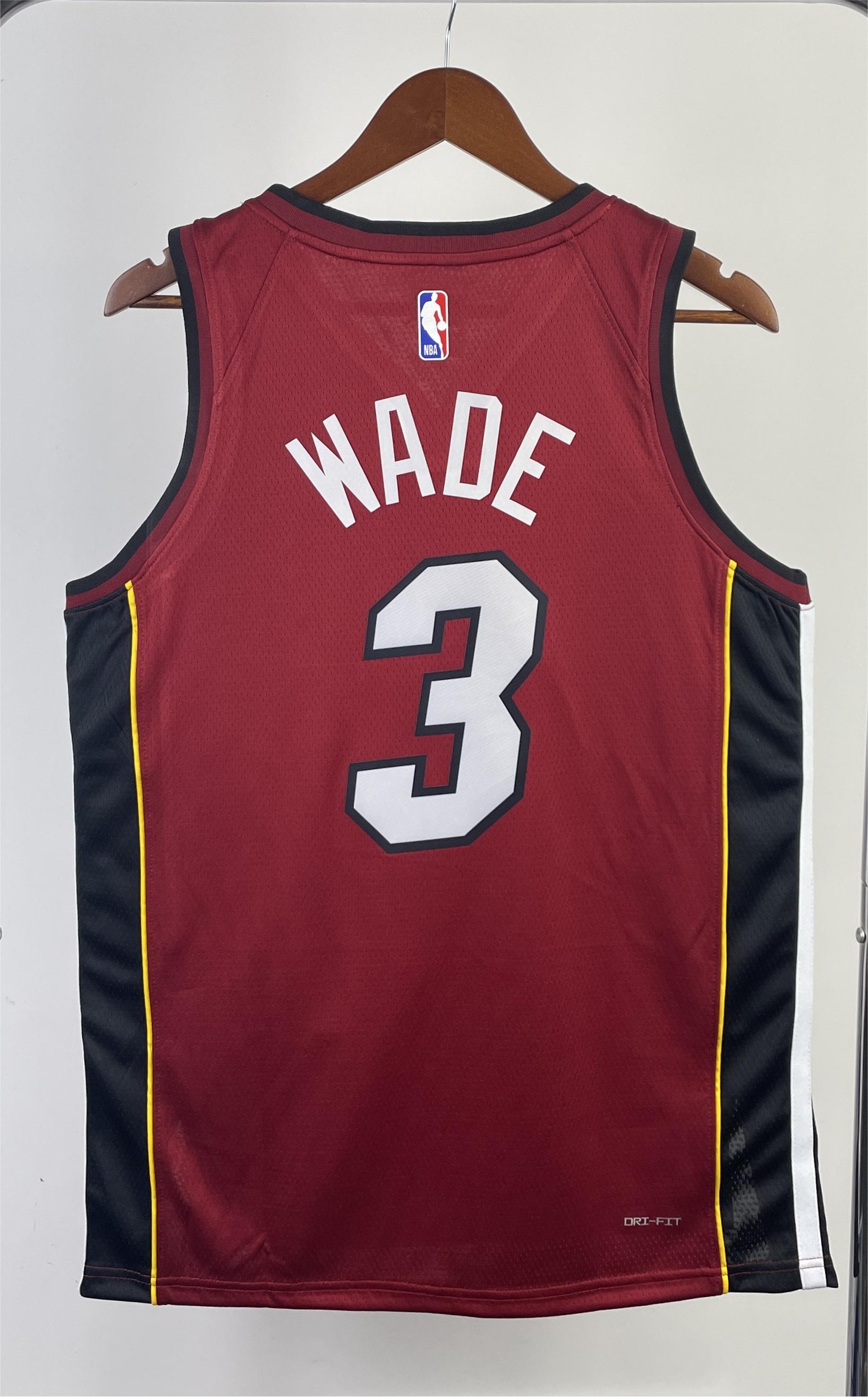 NBA Men Season 2023 Miami Heat Red #3 WADE Jersey High Quality Name and Number Print - leoleo123123