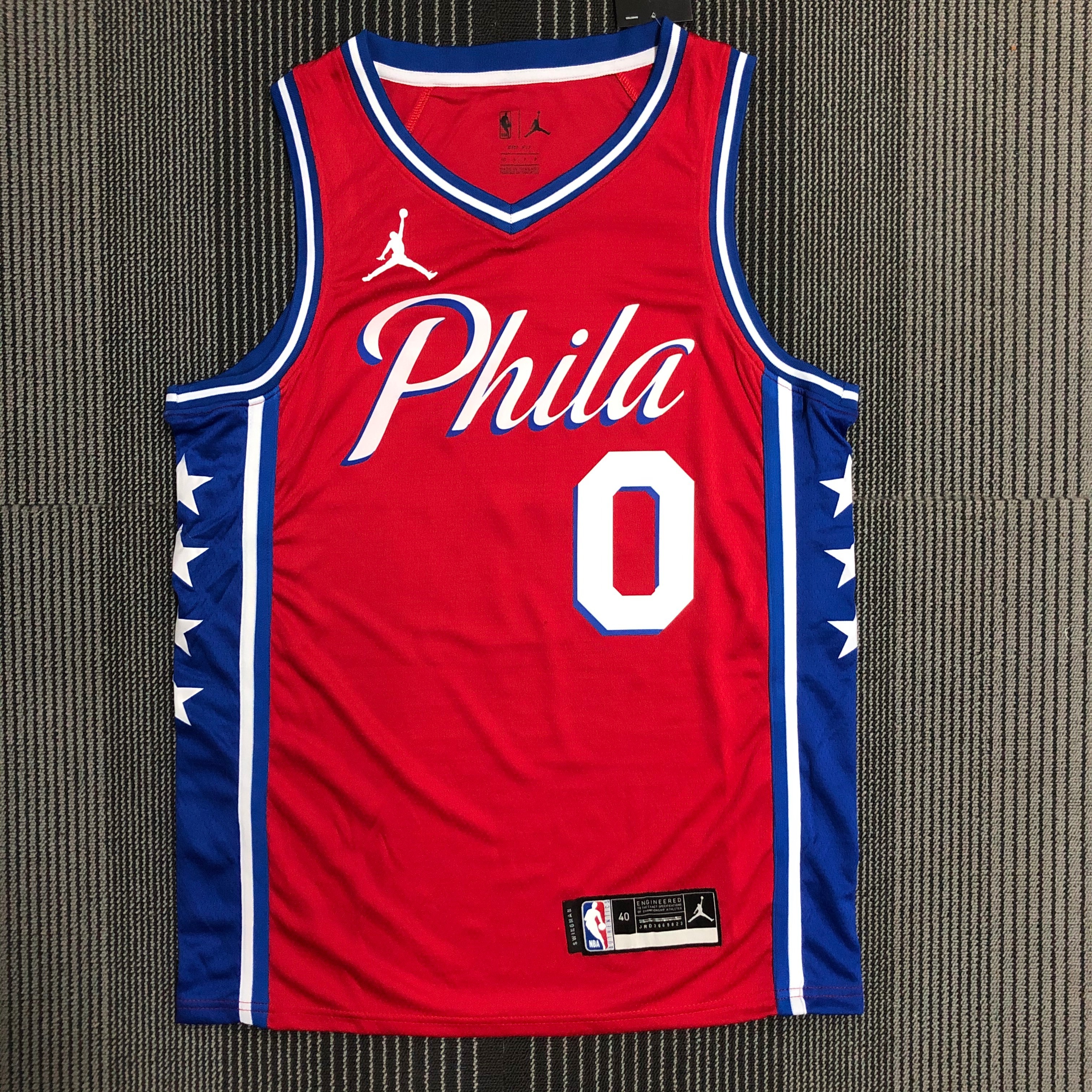 NBA Men Philadelphia 76ers Red #0 MAXEY Jersey with Jordan Logo High Quality Name and Number Print - leoleo123123