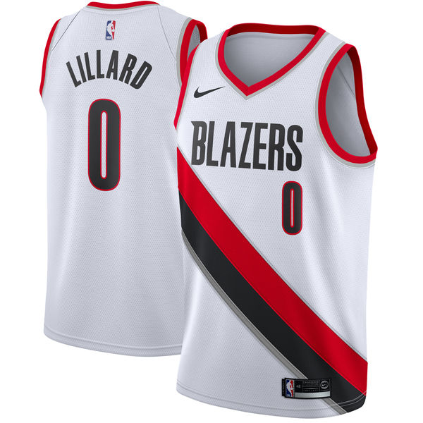 NBA Portland Trail Blazers White # 0 LILLARD Jersey High Quality Name and Number Print - leoleo123123
