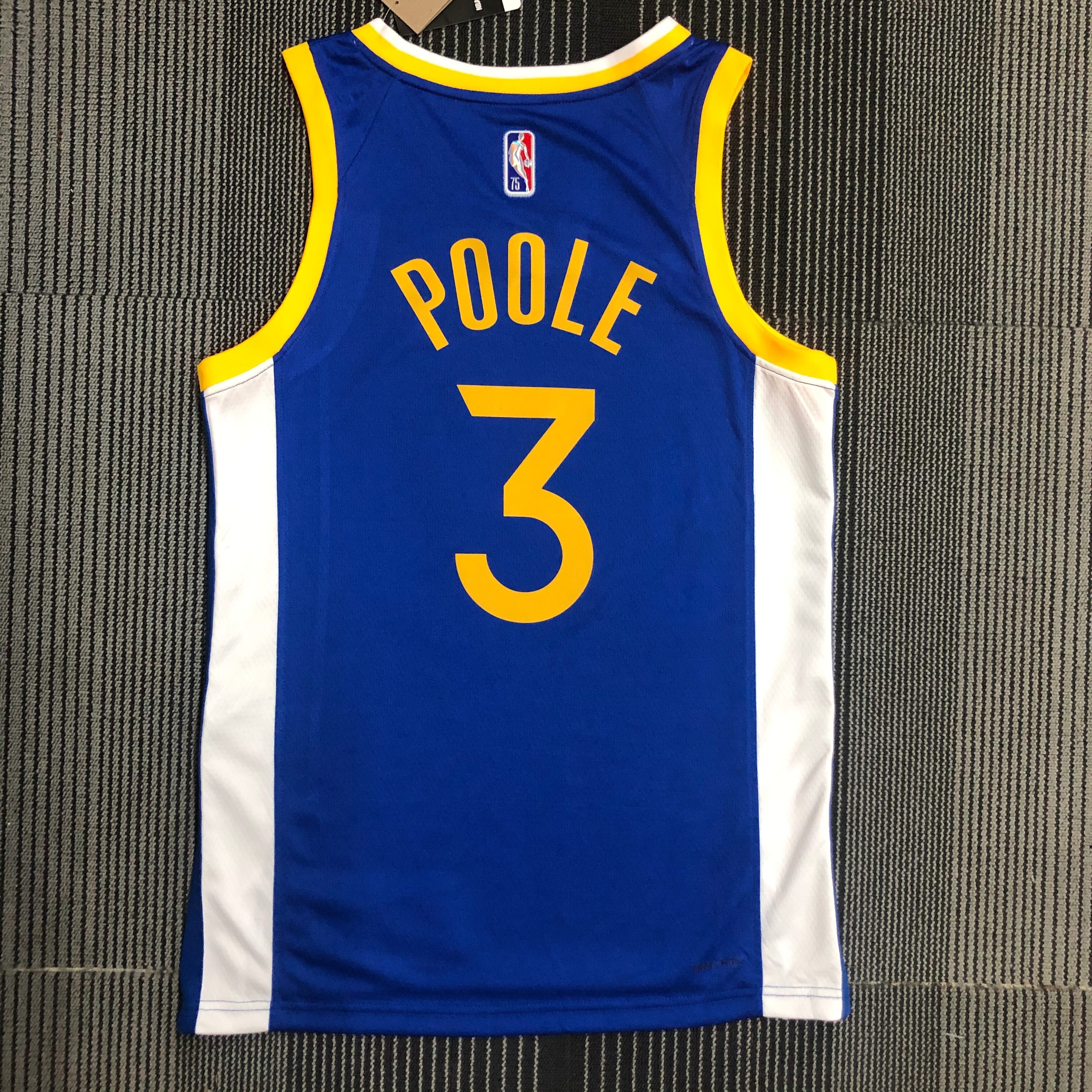 NBA Men 75th Anniversary Golden State Warriors Blue V-neck #3 POOLE Jersey High Quality Name and Number Print - leoleo123123