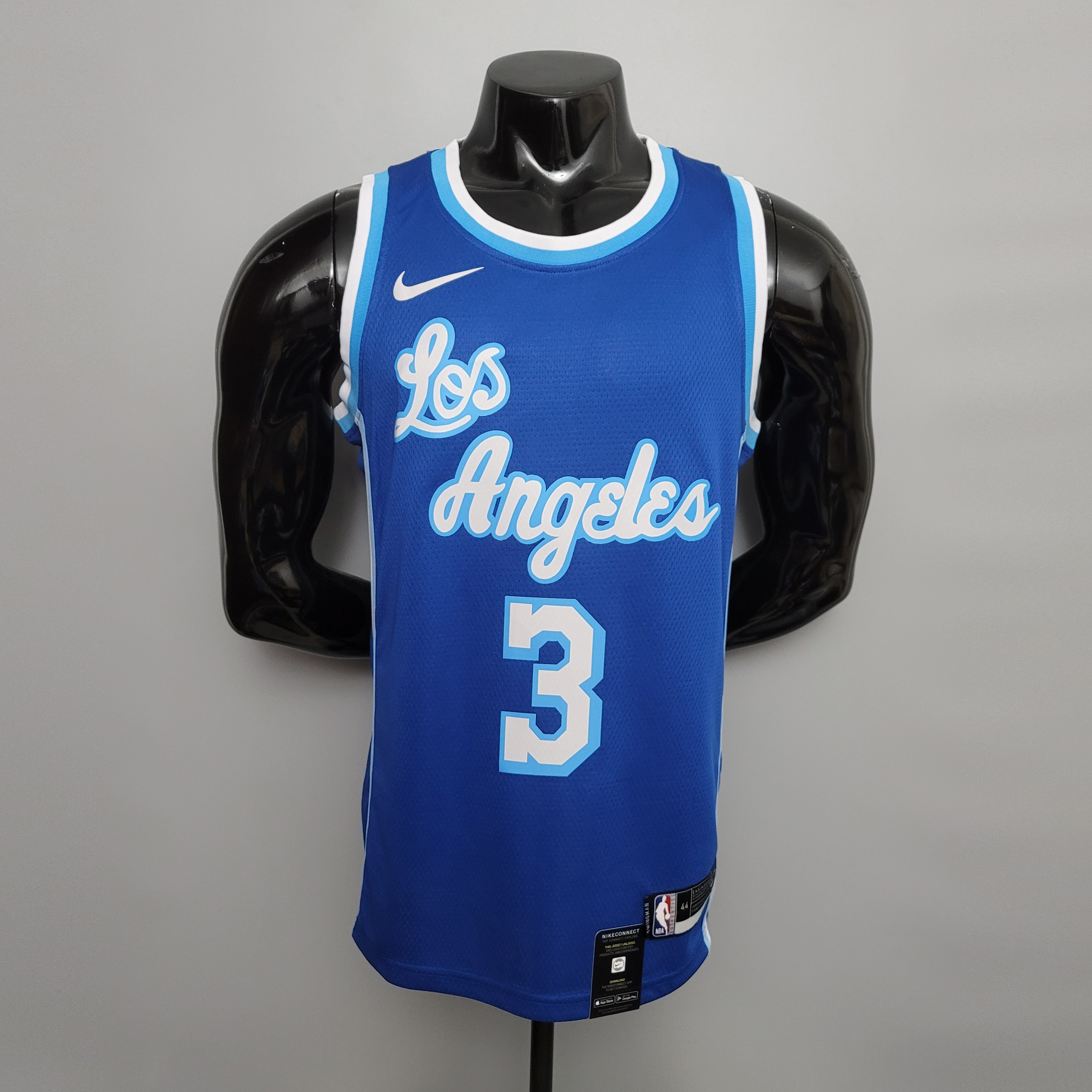 NBA Finals Men Los Angeles Lakers Retro in Latin #3 DAVIS Blue Round Neck Jersey High Quality Name and Number Print - leoleo123123
