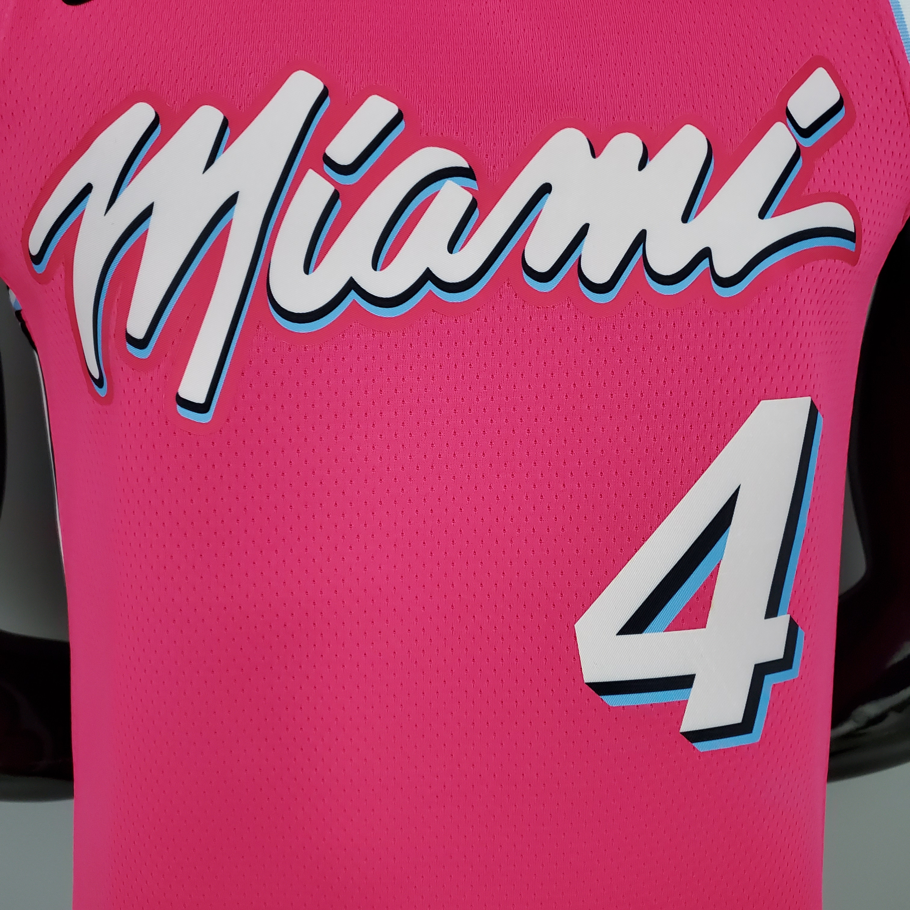 NBA Men Miami Heat Pink City #4 OLADIPO Jersey High Quality Name and Number Print - leoleo123123