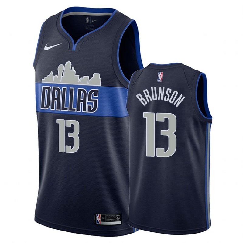 NBA Men Dallas Mavericks Dark Blue with Snow Mountain #13 BRUNSON Jersey High Quality Name and Number Print - leoleo123123