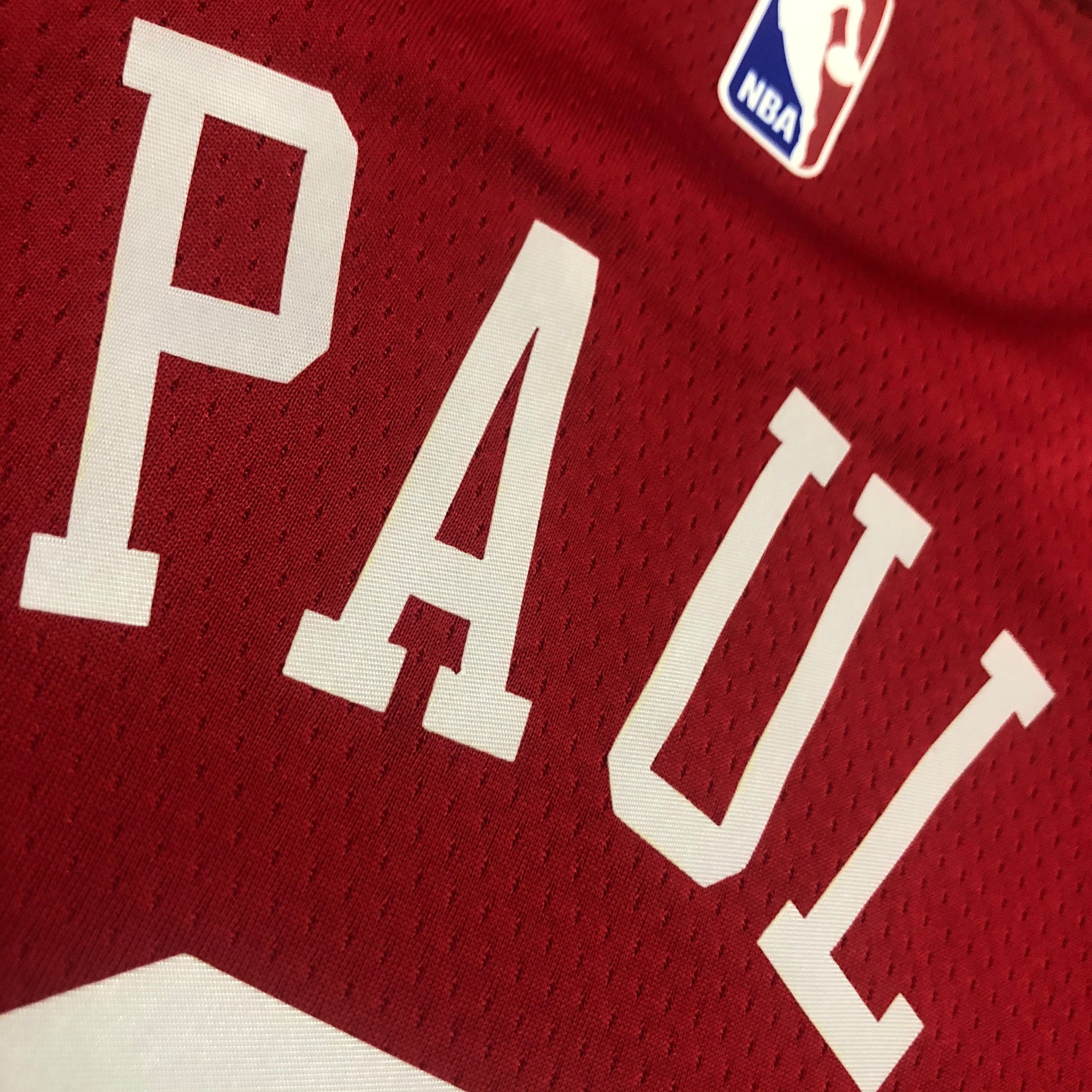 NBA Men Houston Rockets Red with Yellow Lines #3 PAUL Jersey High Quality Name and Number Print - leoleo123123
