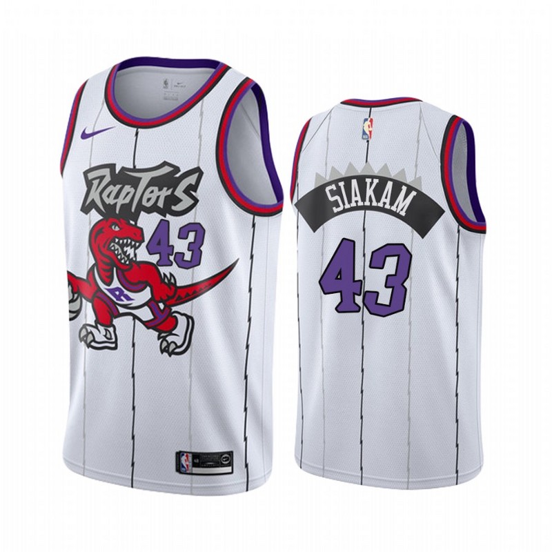 NBA Men Toronto Raptors Classical White #43 SIAKAM Jersey with Drangon High Quality Name and Number Print - leoleo123123
