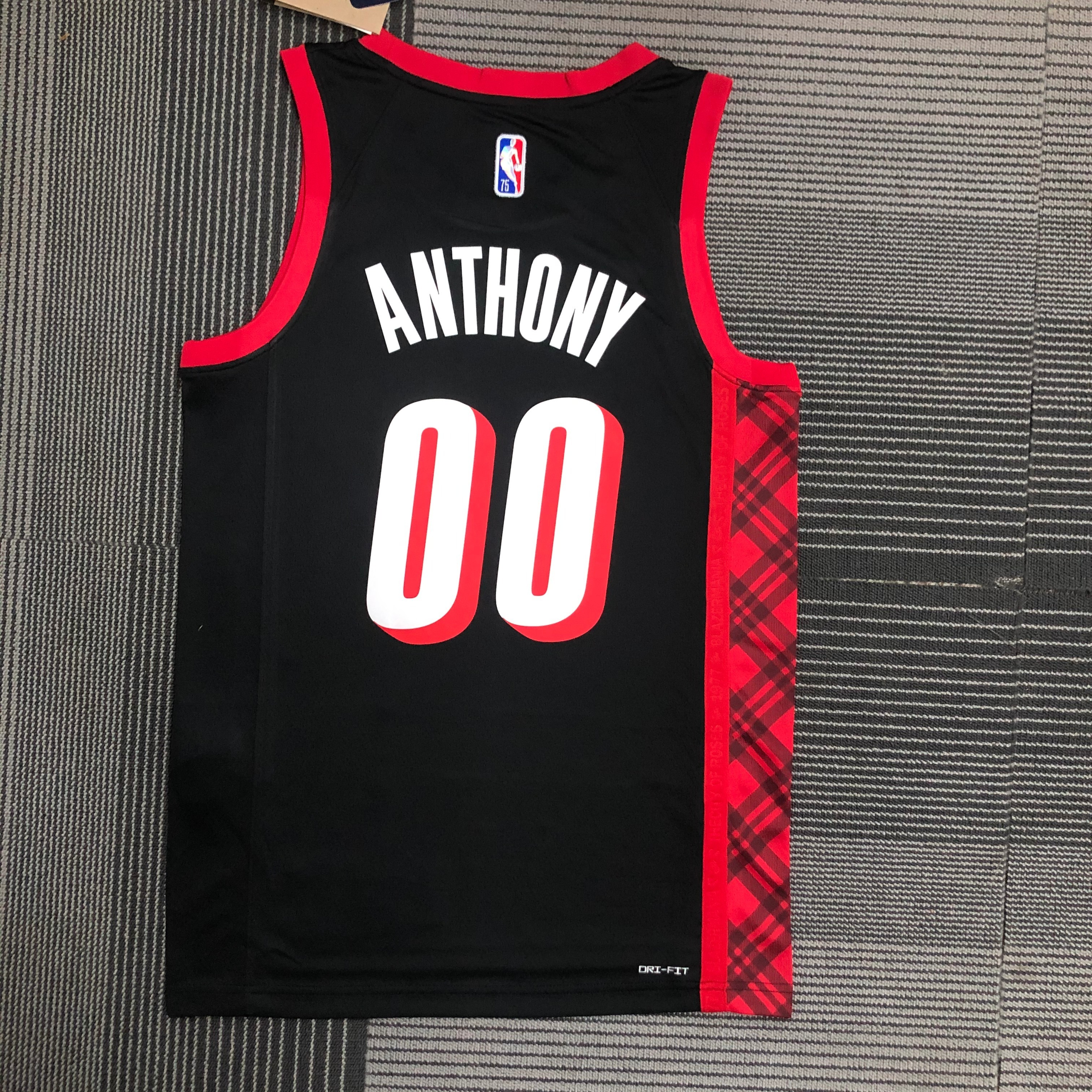 NBA 75th Anniversary Season 2022 Portland Trail Blazers Black #00 ANTHONY Jersey High Quality Name and Number Print - leoleo123123
