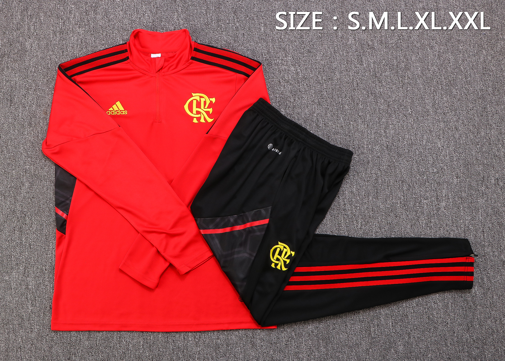 22-23 Flamengo Red with Zipper Sweater Tracksuit Thai Quality - leoleo123123