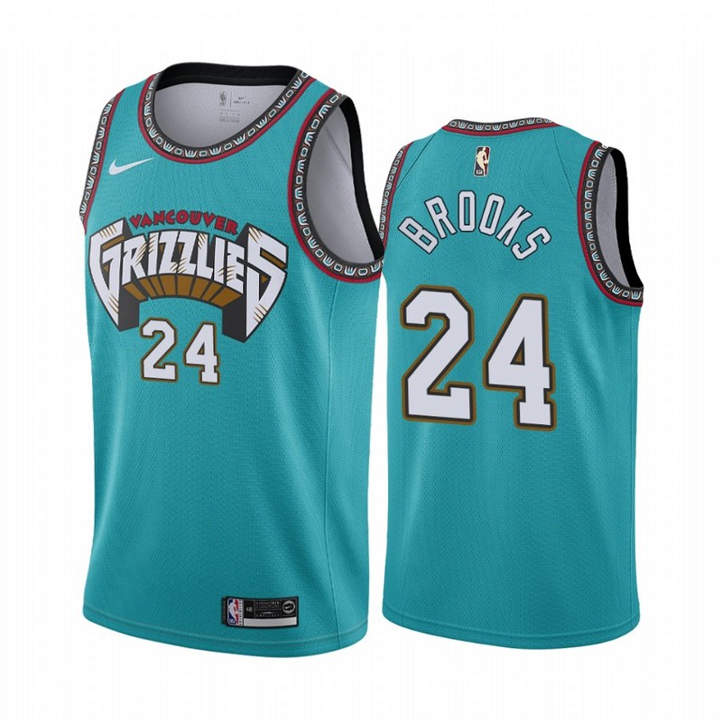 NBA Men Memphis Grizzlies Retro Green #24 BROOKS Jersey High Quality Name and Number Print - leoleo123123