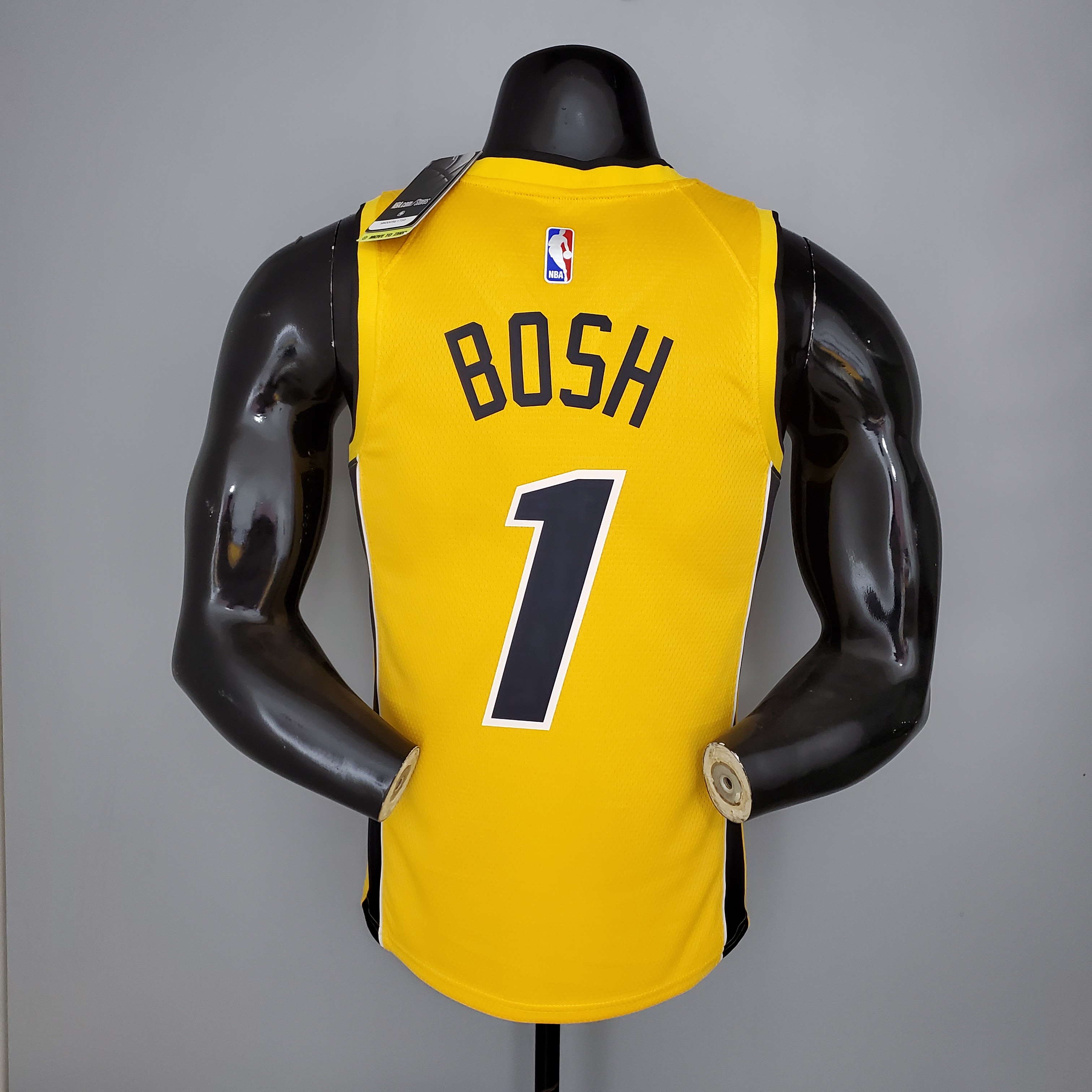 NBA Men Season 2021 Miami Heat Yellow Award Version #1 BOSH Jersey High Quality Name and Number Print - leoleo123123