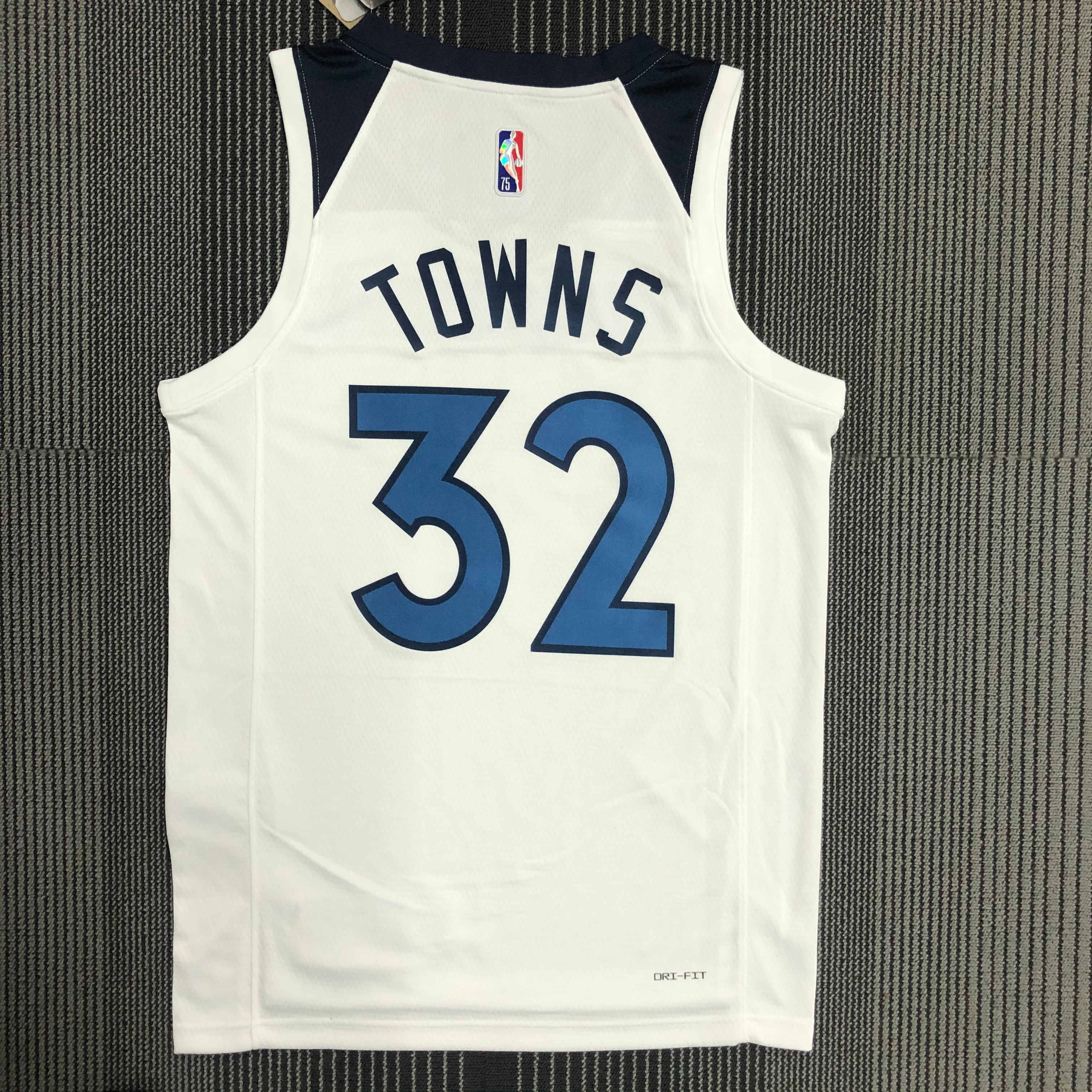 NBA Men 75th Anniversary Minnesota Timberwolves White #32 TOWNS Jersey High Quality Name and Number Print - leoleo123123