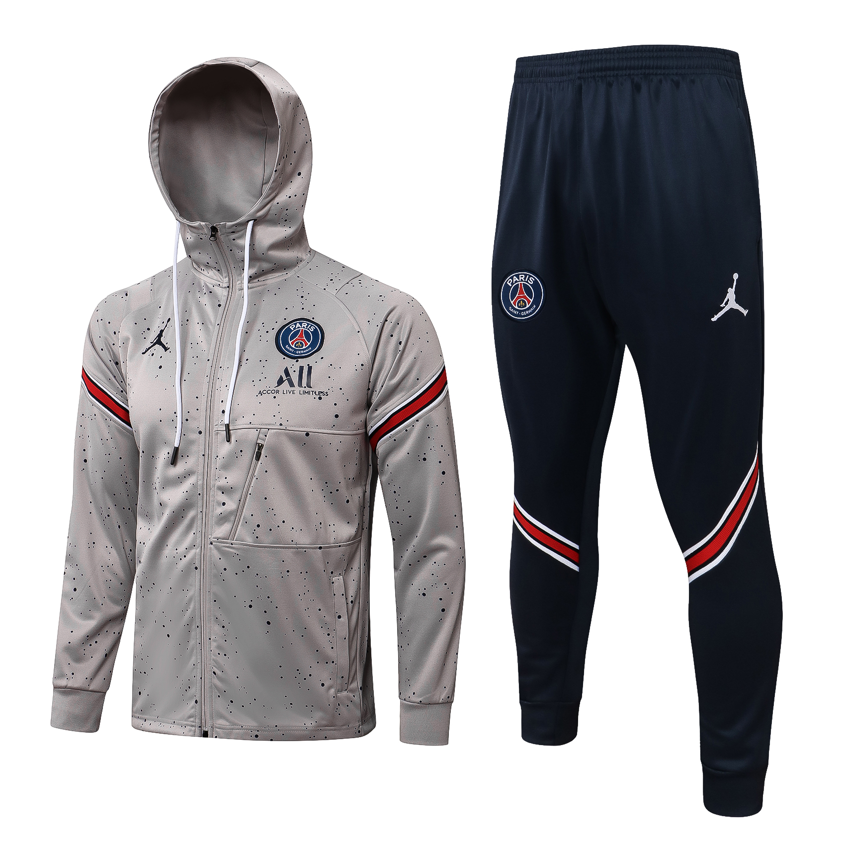 21/22 PSG Grey Jacket Tracksuit with Cap Thai Quality - leoleo123123