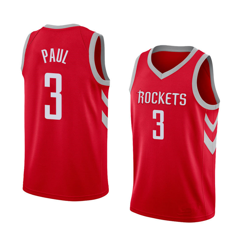 NBA Men Houston Rockets Red #3 PAUL Jersey High Quality Name and Number Print - leoleo123123