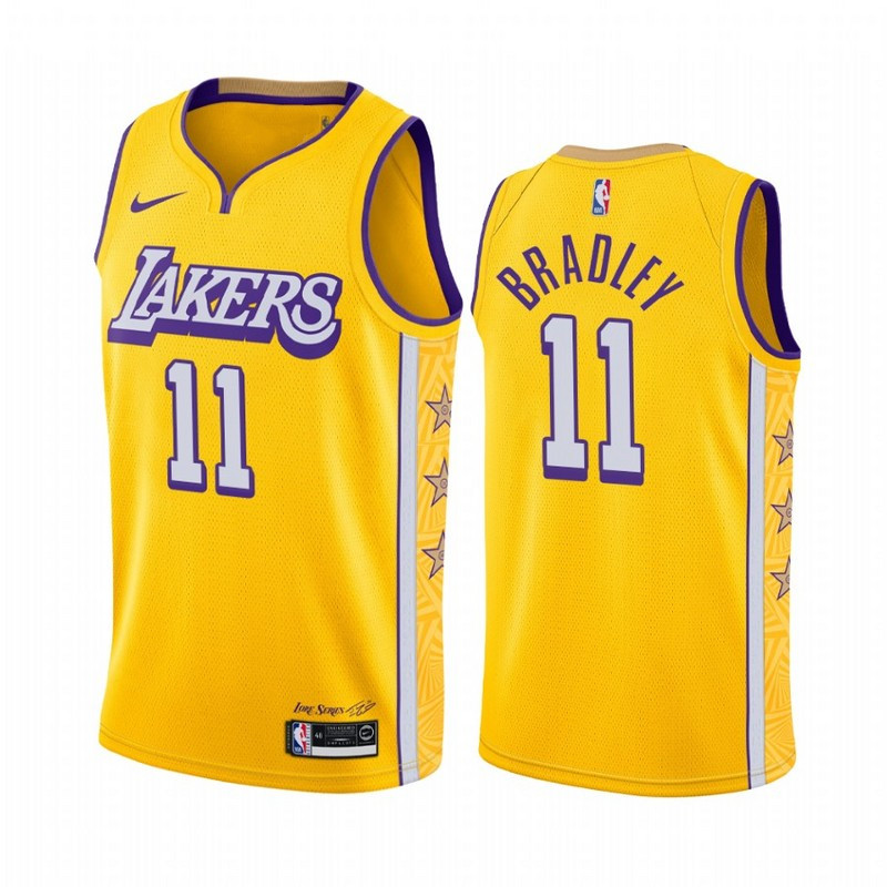 NBA Los Angeles Lakers 19-20 New Yellow #11 BRADLEY Jersey High Quality Name and Number Print - leoleo123123