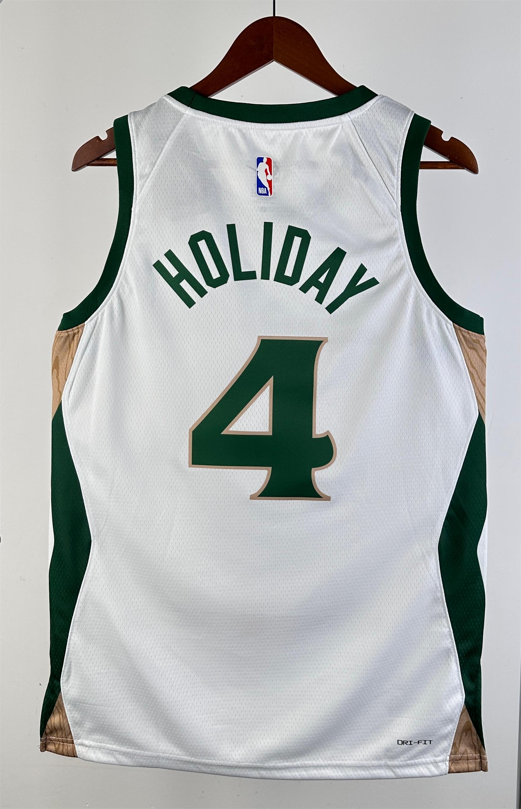 NBA Men Season 2024 Boston Celtics White City Edition #4 HOLIDAY Jersey High Quality Name and Number Print - leoleo123123