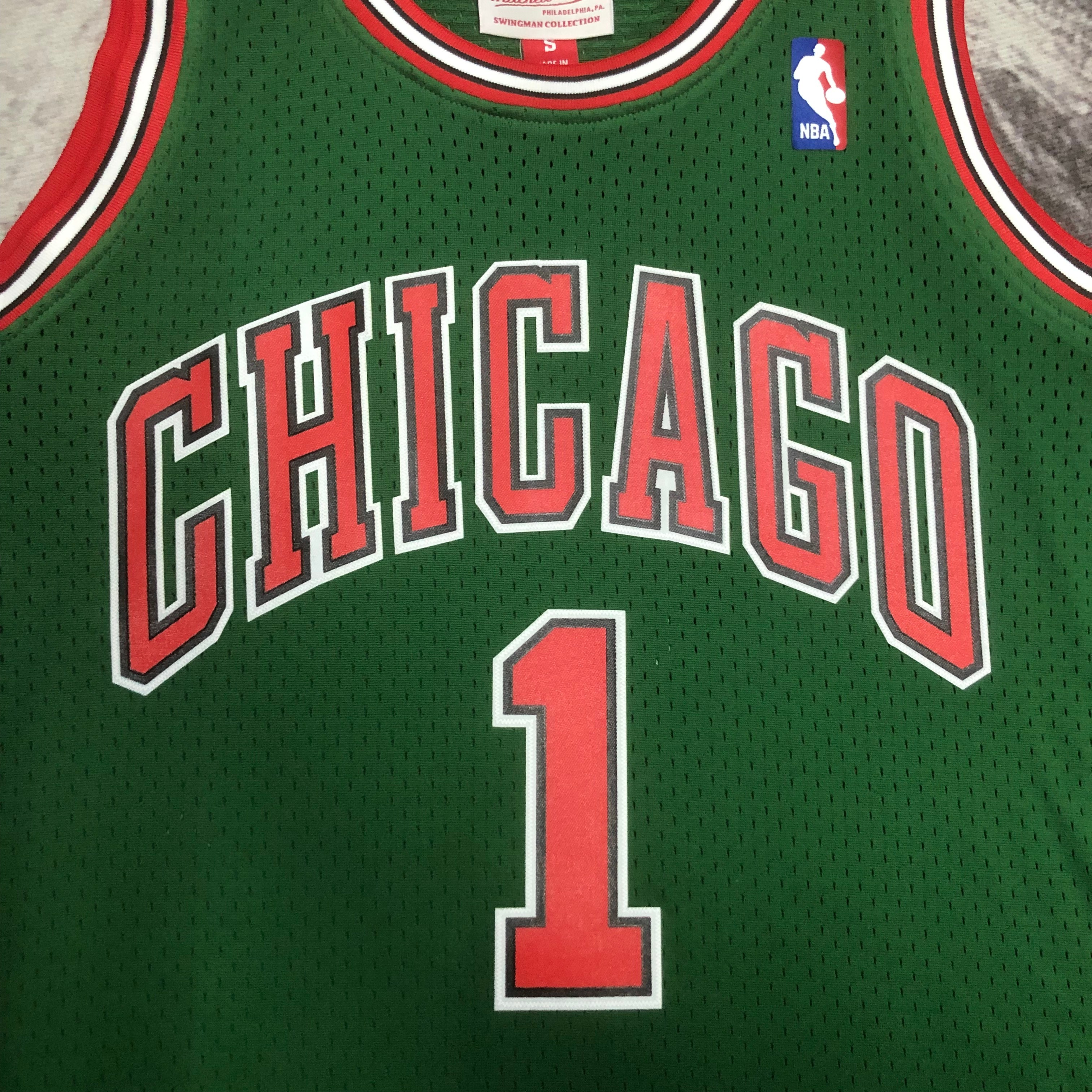 NBA Men Season 08-09 Retro Chicago Bulls Green #1 ROSE with Red Letter Jersey High Quality Name and Number Print - leoleo123123