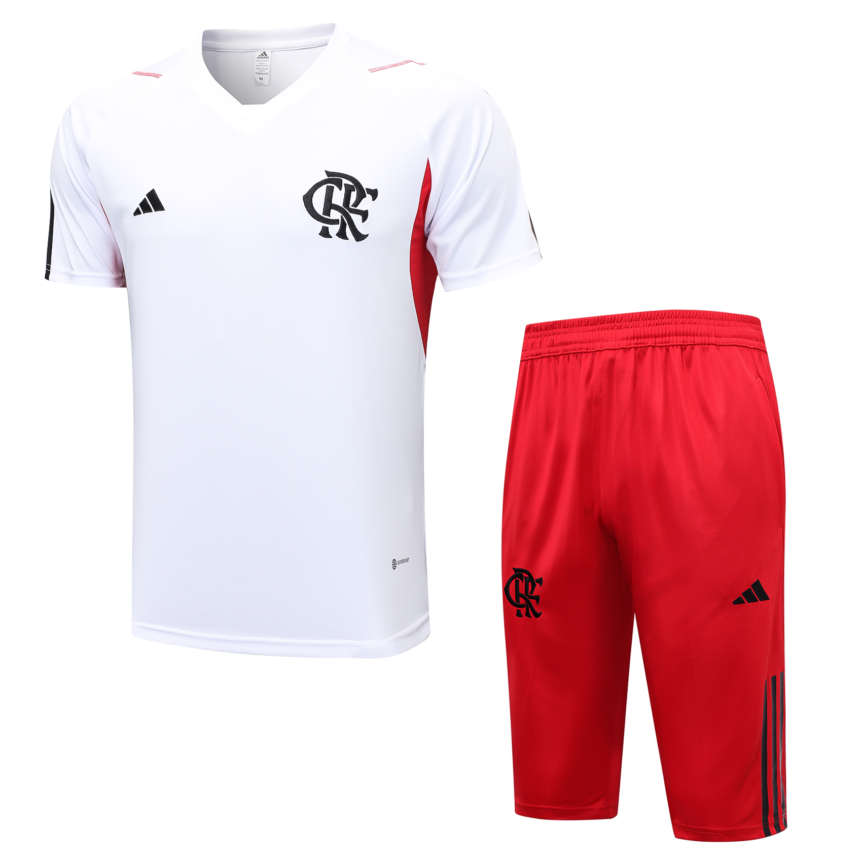 23/24 Flamengo White Short Sleeve and Short Pant Training Set -Training Tracksuit - leoleo123123