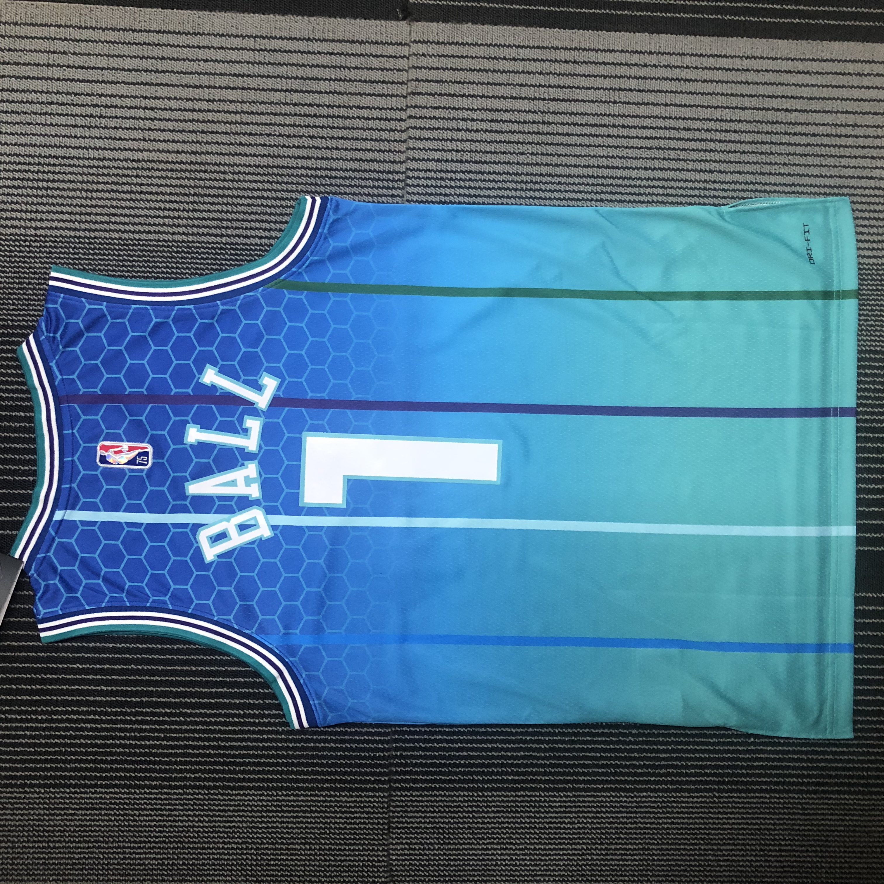 NBA Men 75th Anniversary Season 2022 Charlotte Hornets #1 BALL Blue Jersey High Quality Name and Number Print - leoleo123123