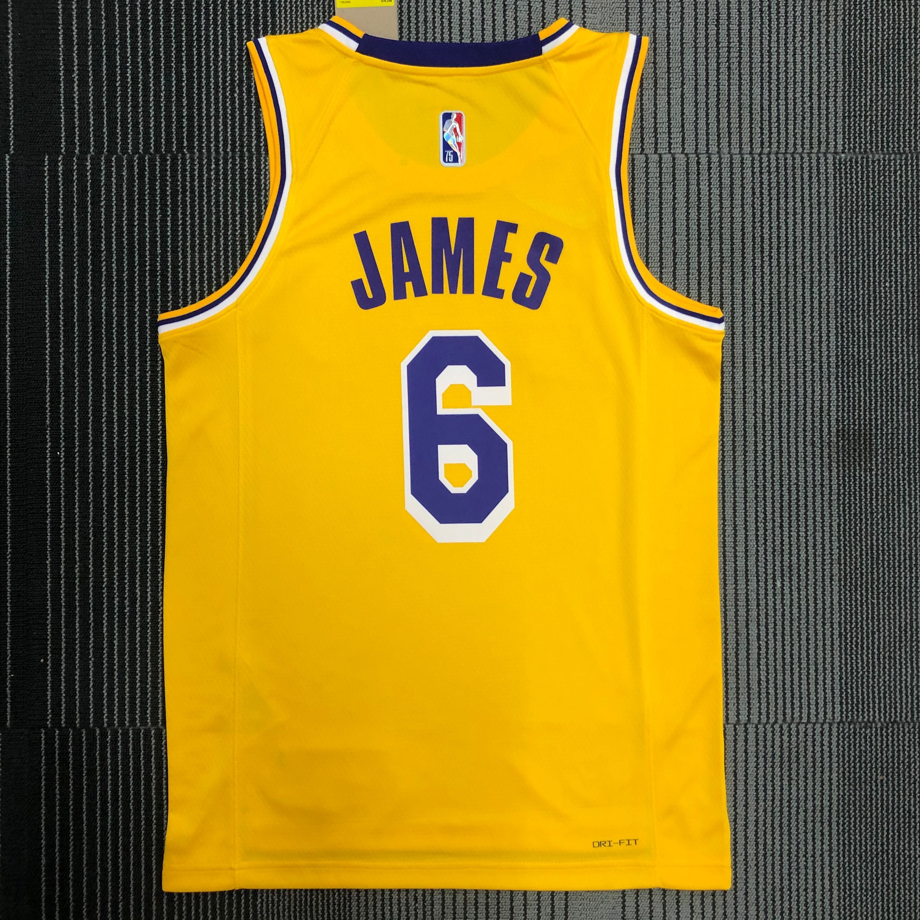 NBA 75th Anniversary Los Angeles Lakers Yellow Round Neck #6 JAMES Jersey High Quality Name and Number Print - leoleo123123
