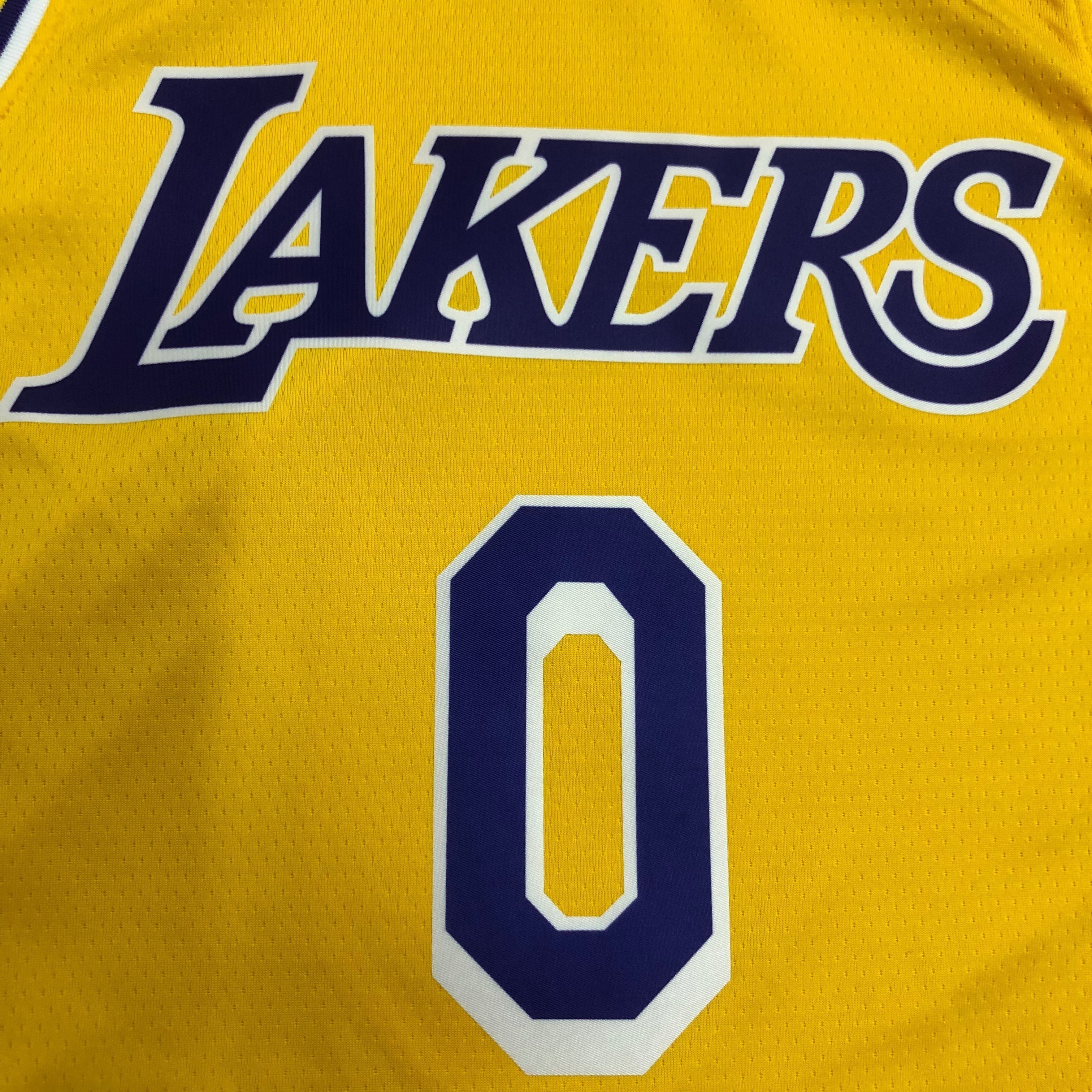 NBA Men Los Angeles Lakers Retro Yellow Round Neck #0 WESTBROOK Jersey High Quality Name and Number Print - leoleo123123