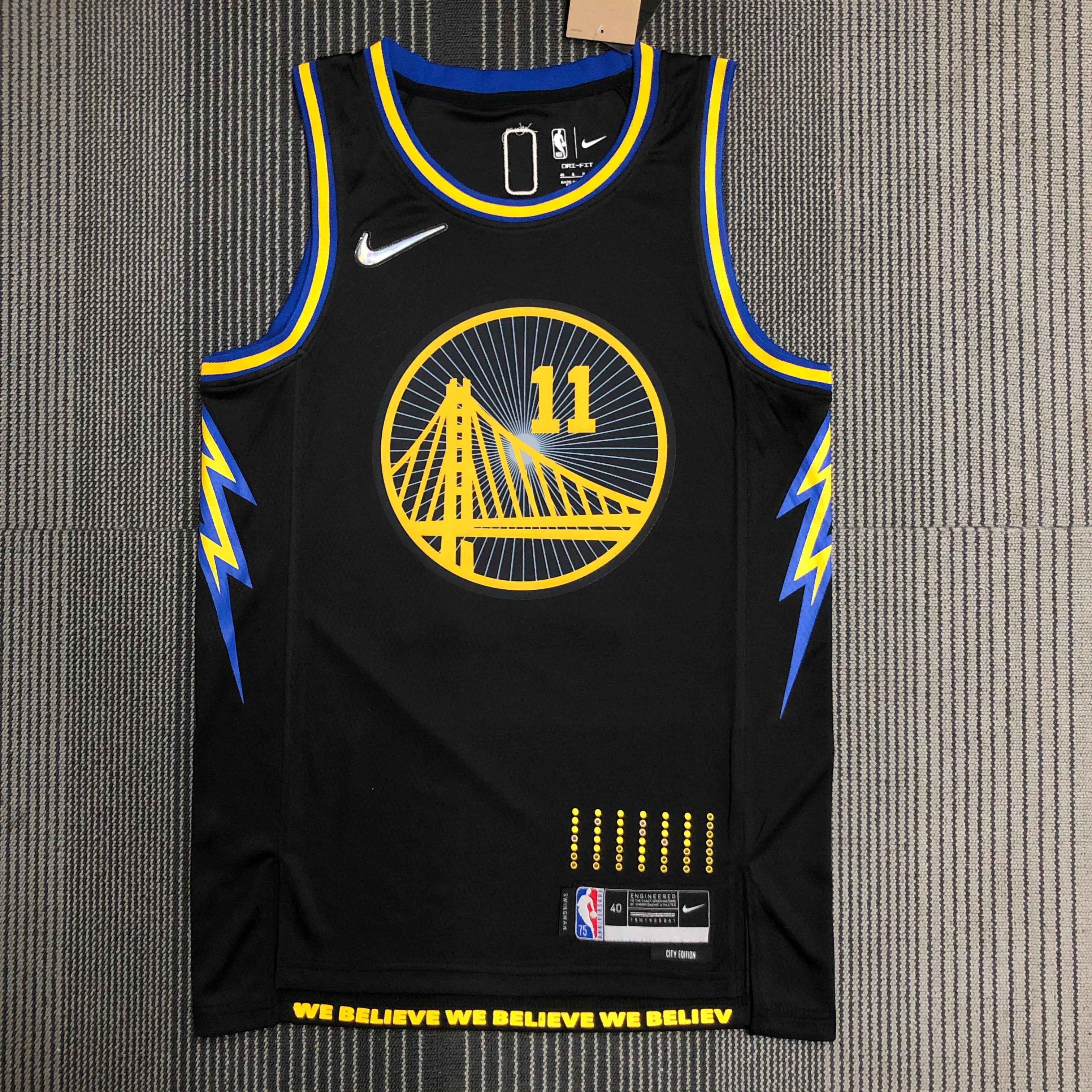 NBA Men 75th Anniversary Season 2022 Golden State Warriors Black #11 THOMPSON Jersey High Quality Name and Number Print - leoleo123123