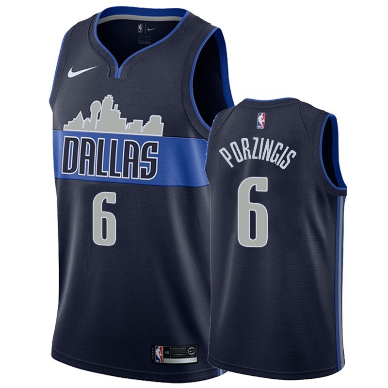 NBA Men Dallas Mavericks Dark Blue with Snow Mountain #6 PORZINGIS Jersey High Quality Name and Number Print - leoleo123123