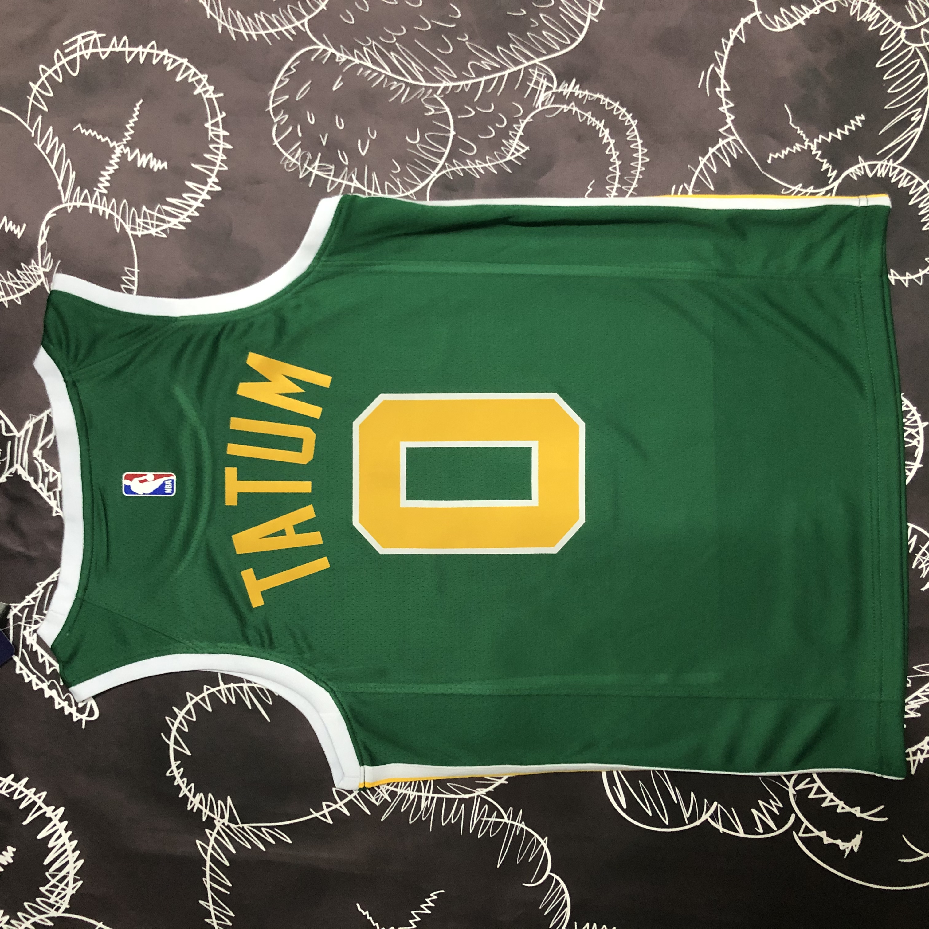 NBA Men Boston Celtics Green with Gold Name #0 TATUM Jersey High Quality Name and Number Print - leoleo123123
