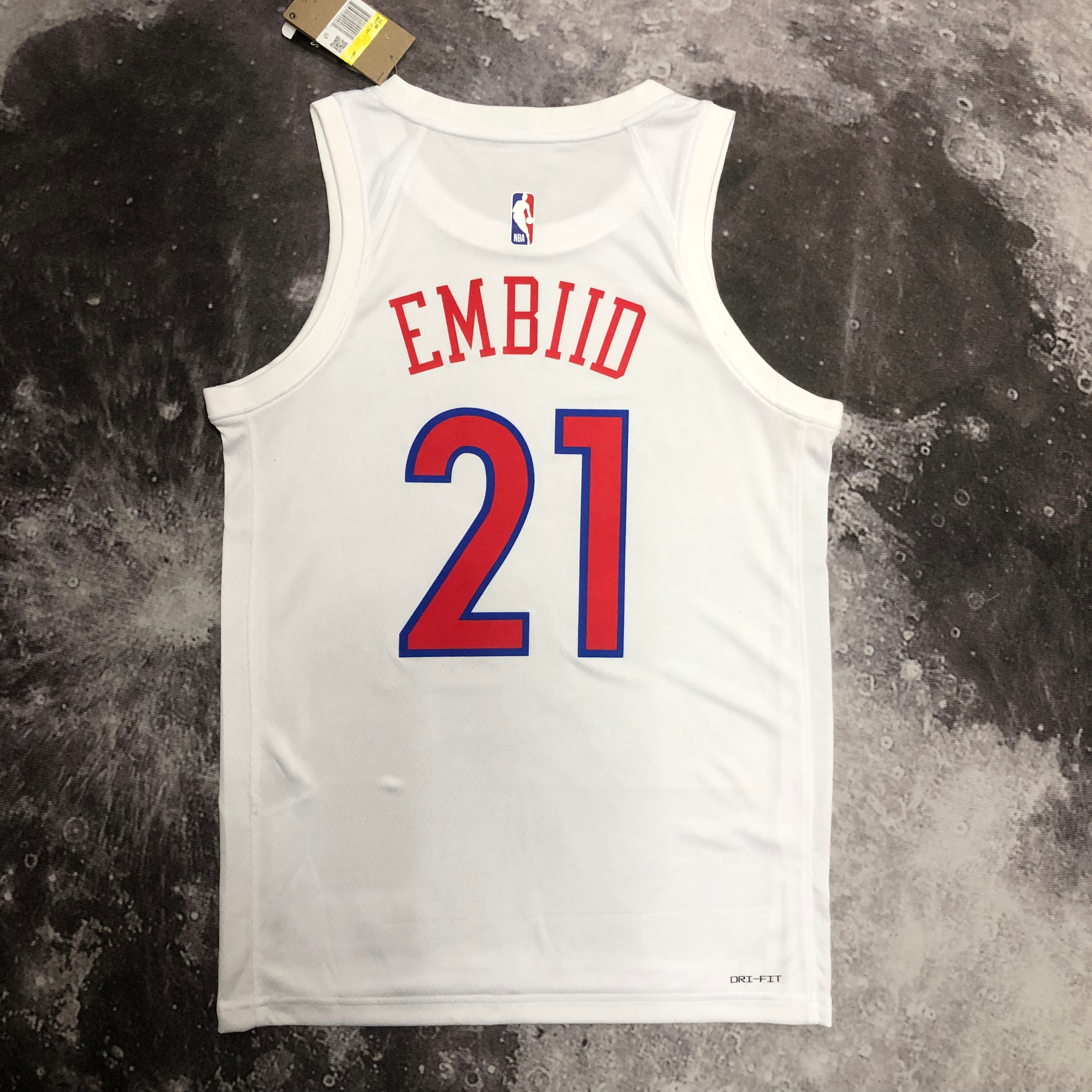 NBA Men Season 2023 Philadelphia 76ers White #21 EMBIID Jersey High Quality Name and Number Print - leoleo123123