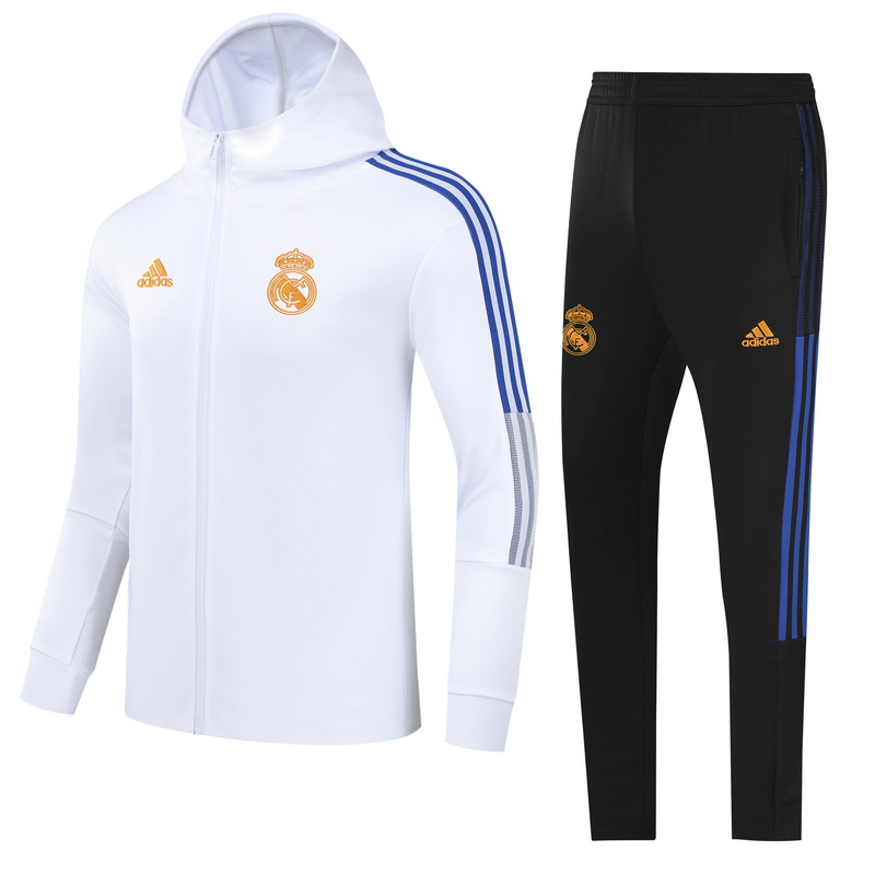 21-22 Real Madrid White Jacket Tracksuit With cap Thai Quality - leoleo123123