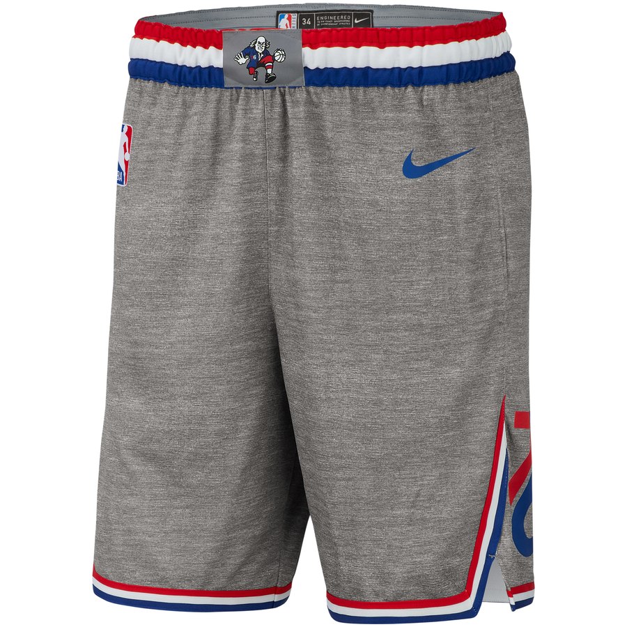 NBA Men Philadelphia 76ers Grey City Pant Short High Quality Name and Number Print - leoleo123123