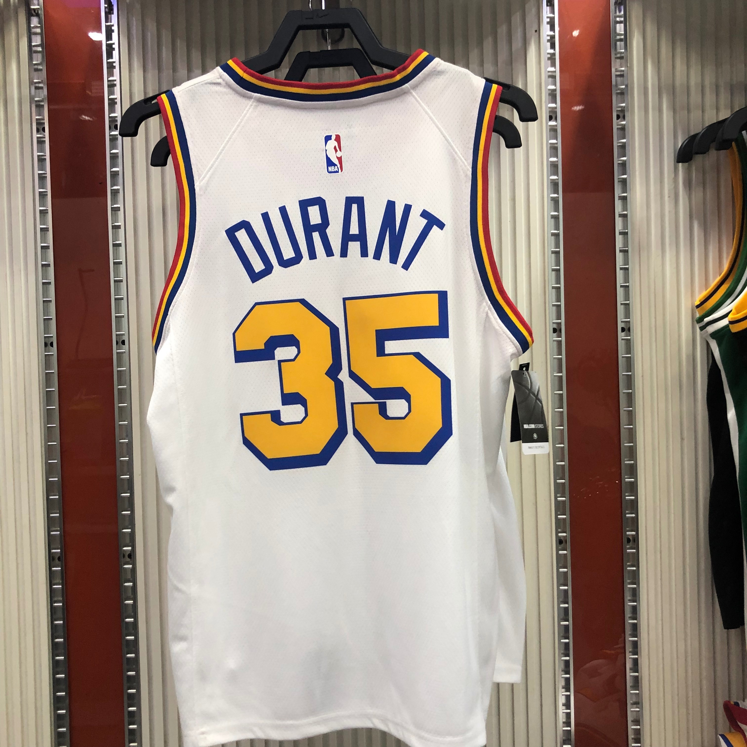 NBA Men Golden State Warriors New Model Retro White #35 DURANT Jersey High Quality Name and Number Print - leoleo123123