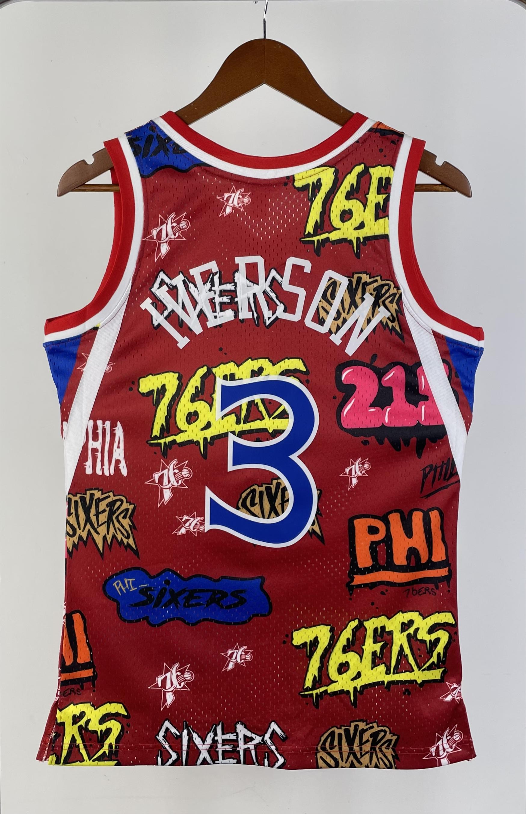 NBA Men 1996-97 Philadelphia 76ers Red #3 IVERSON Swingman Jersey - leoleo123123