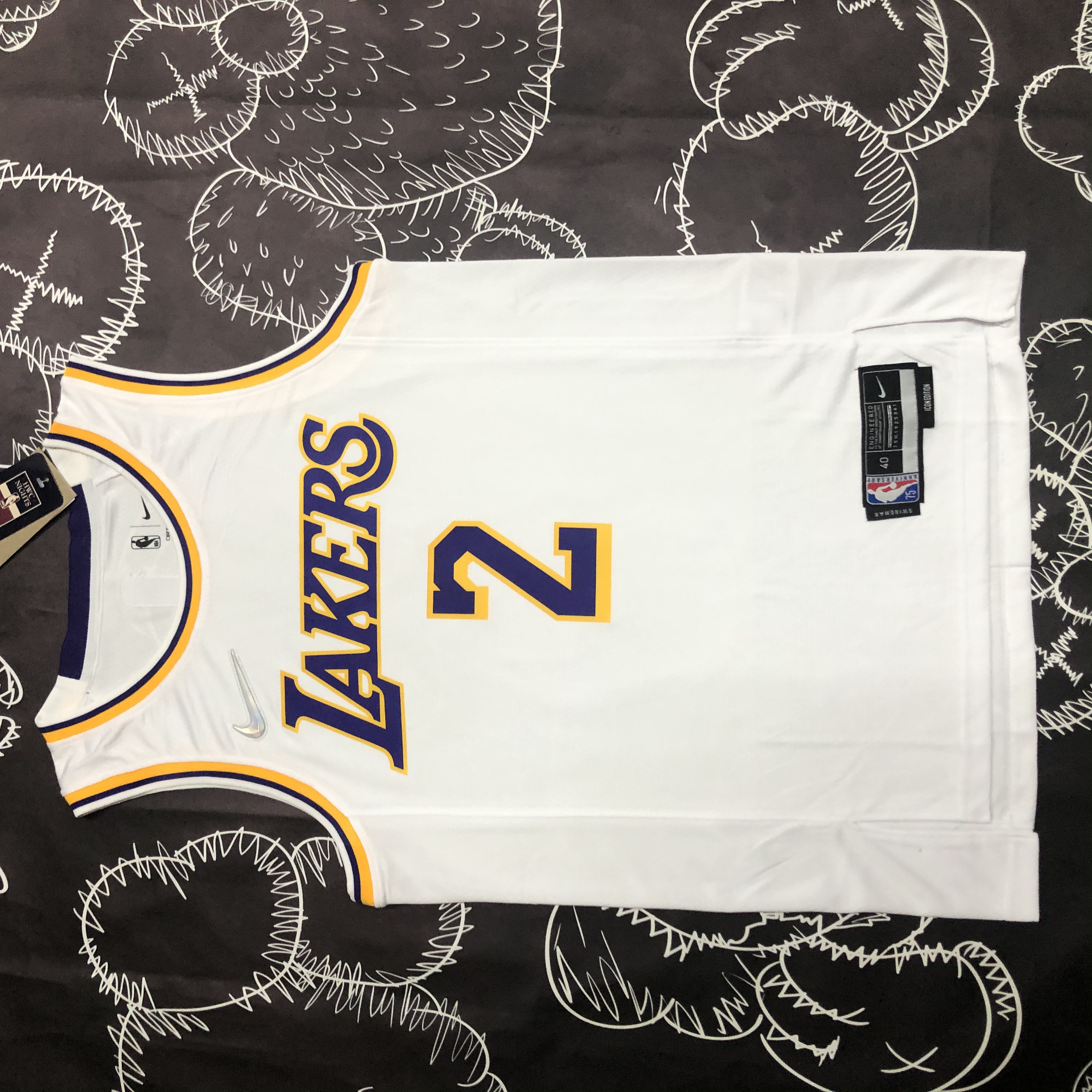 NBA 75th Anniversary Los Angeles Lakers White Round Neck #2 IRVING Jersey High Quality Name and Number Print - leoleo123123