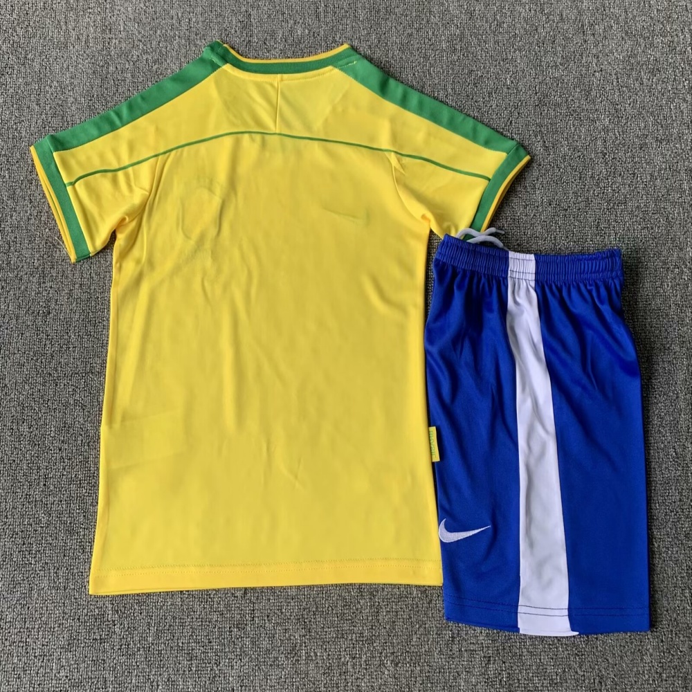 1998 Brazil Home Retro Kids Jersey - leoleo123123