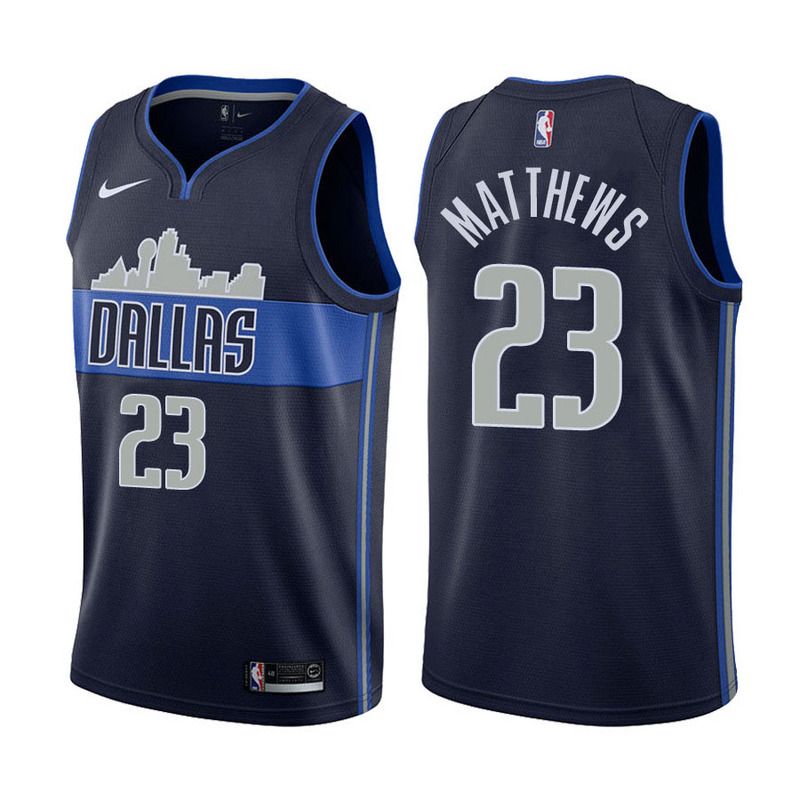 NBA Men Dallas Mavericks Dark Blue with Snow Mountain #23 MATTHEWS Jersey High Quality Name and Number Print - leoleo123123