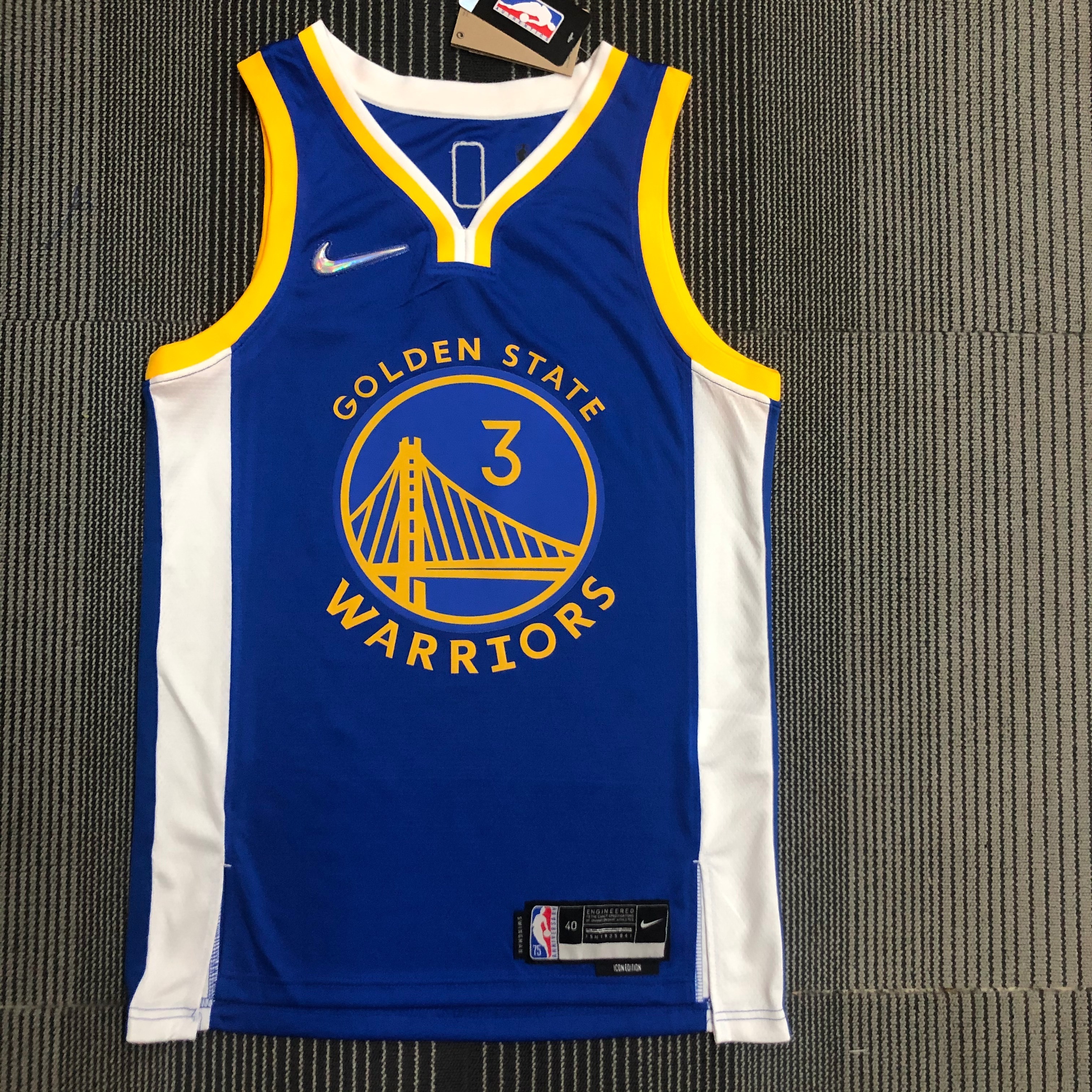 NBA Men 75th Anniversary Golden State Warriors Blue V-neck #3 POOLE Jersey High Quality Name and Number Print - leoleo123123