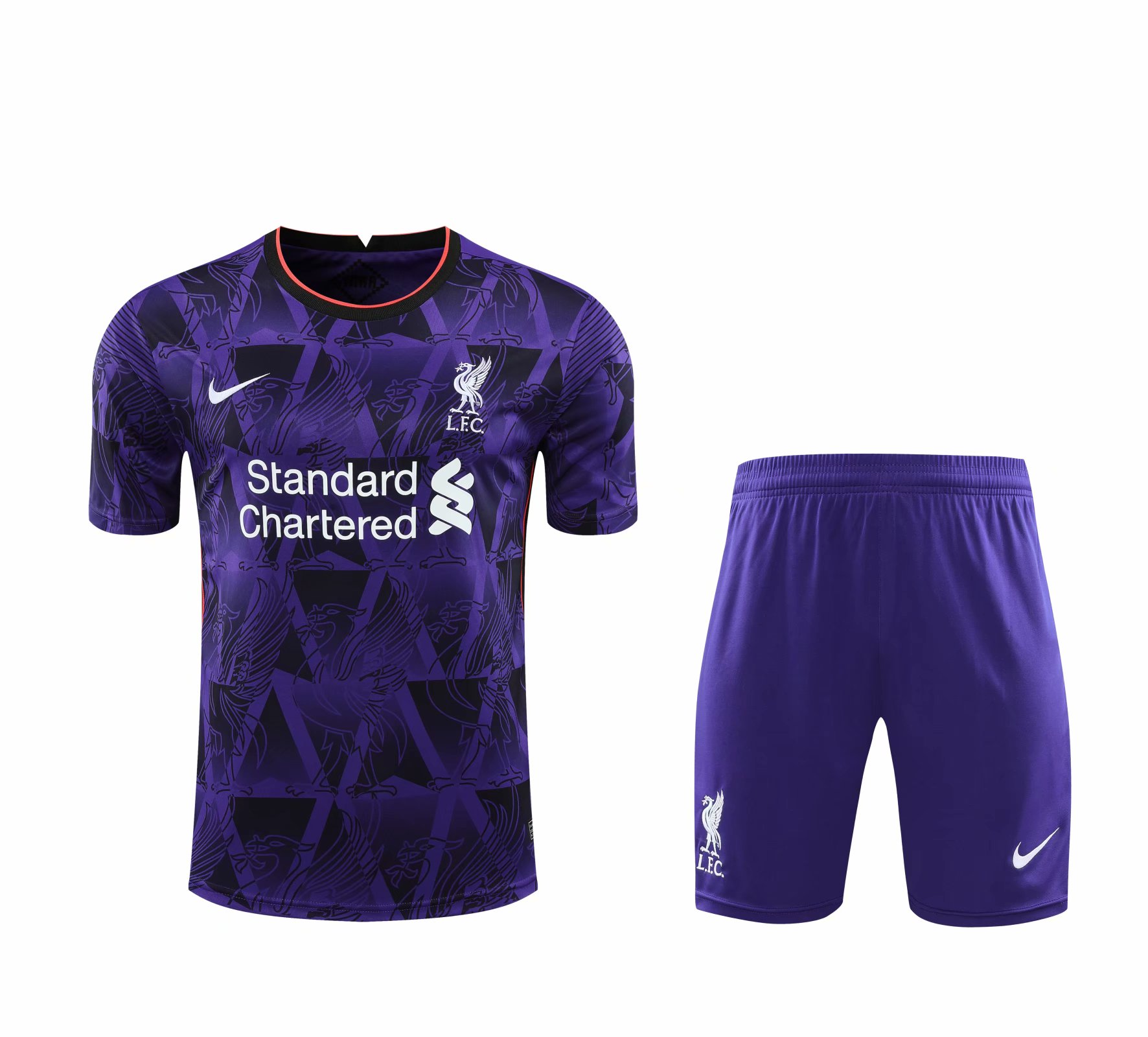 New 2021 Liverpool Special Version Purple Training Set--Short Sleeve and Short Pant Training Tracksuit - leoleo123123