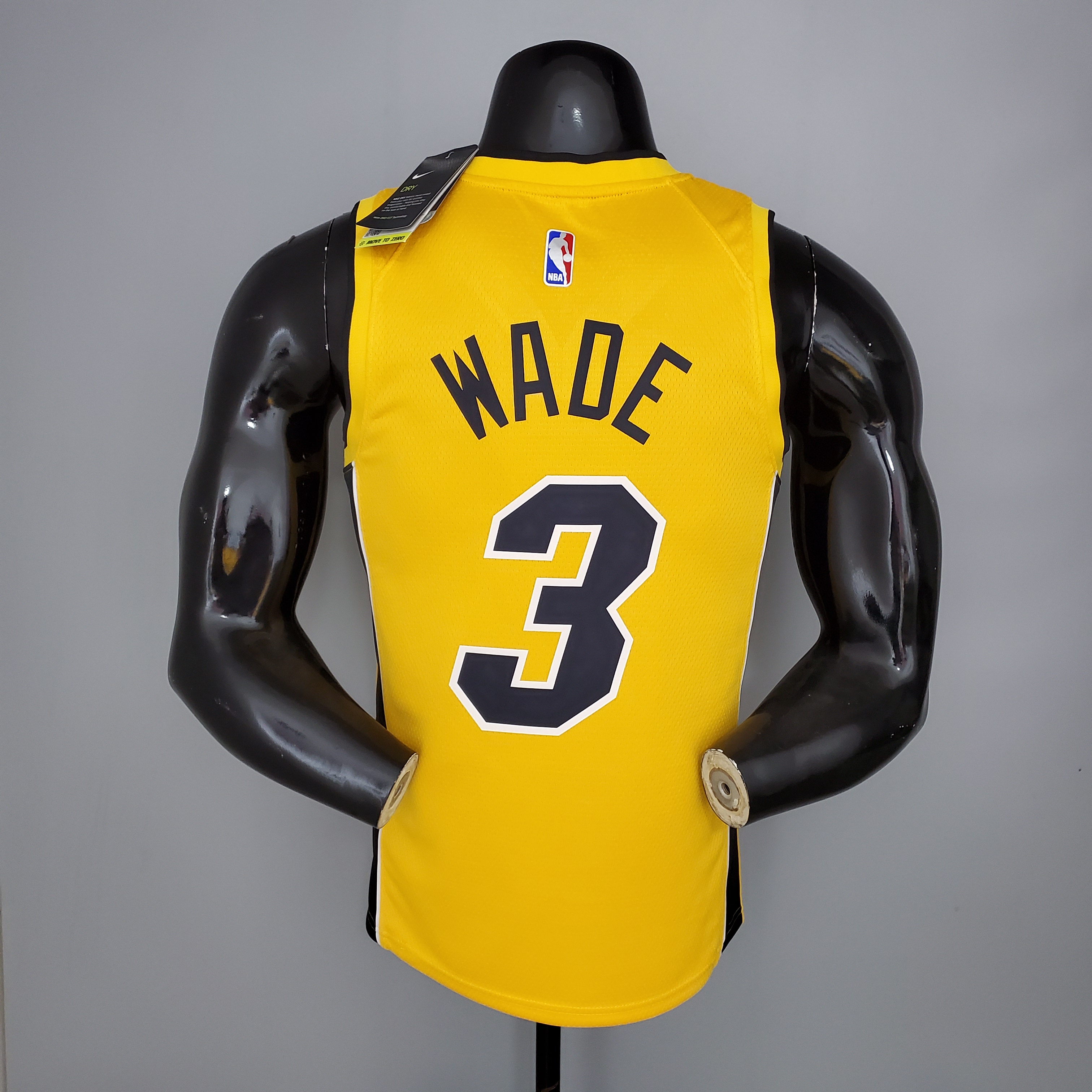 NBA Men Season 2021 Miami Heat Yellow Award Version #3 WADE Jersey High Quality Name and Number Print - leoleo123123