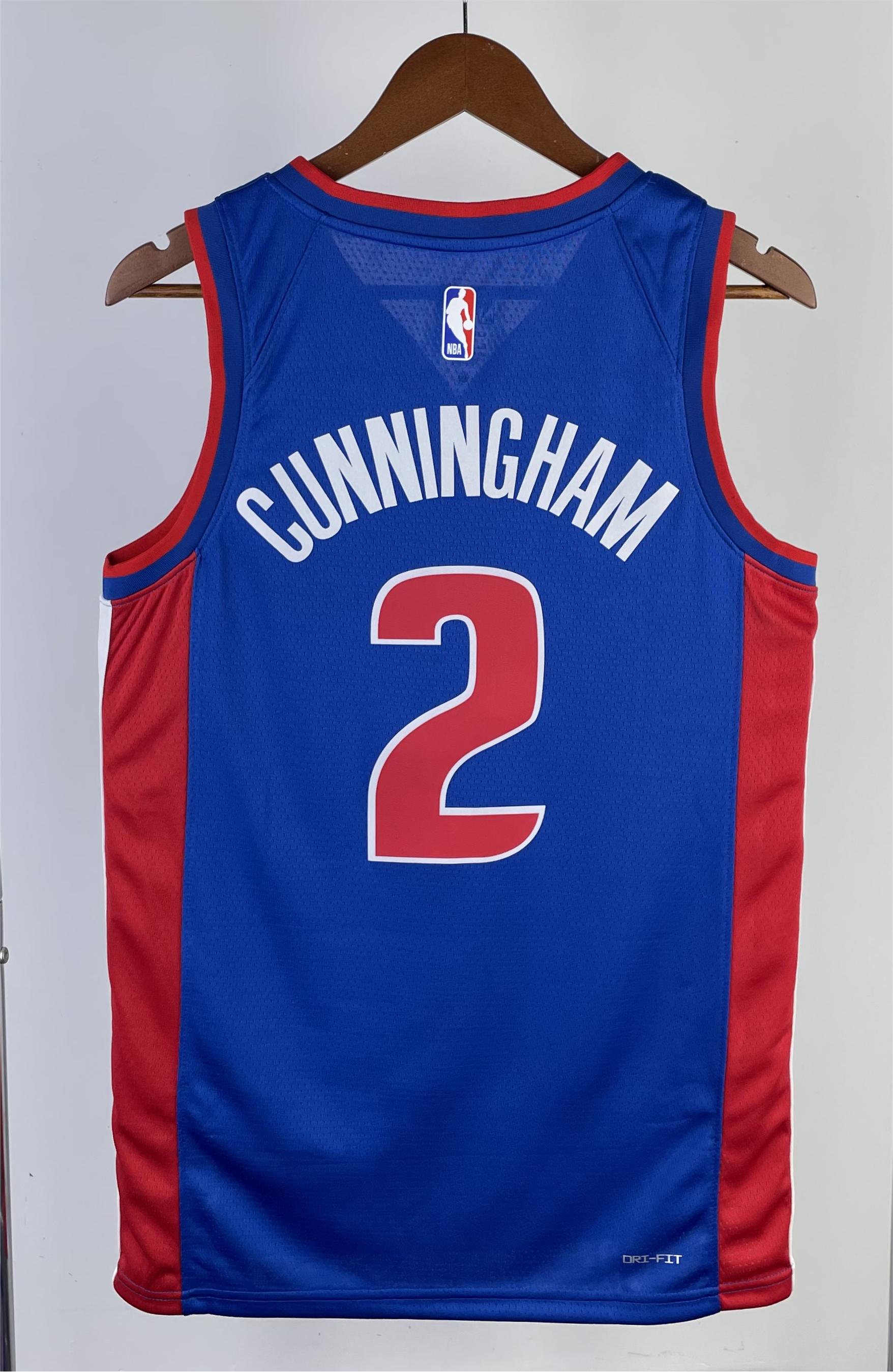 NBA Season 2023 Detroit Pistons Blue #2 CUNNINGHAM Jersey High Quality Name and Number Print - leoleo123123