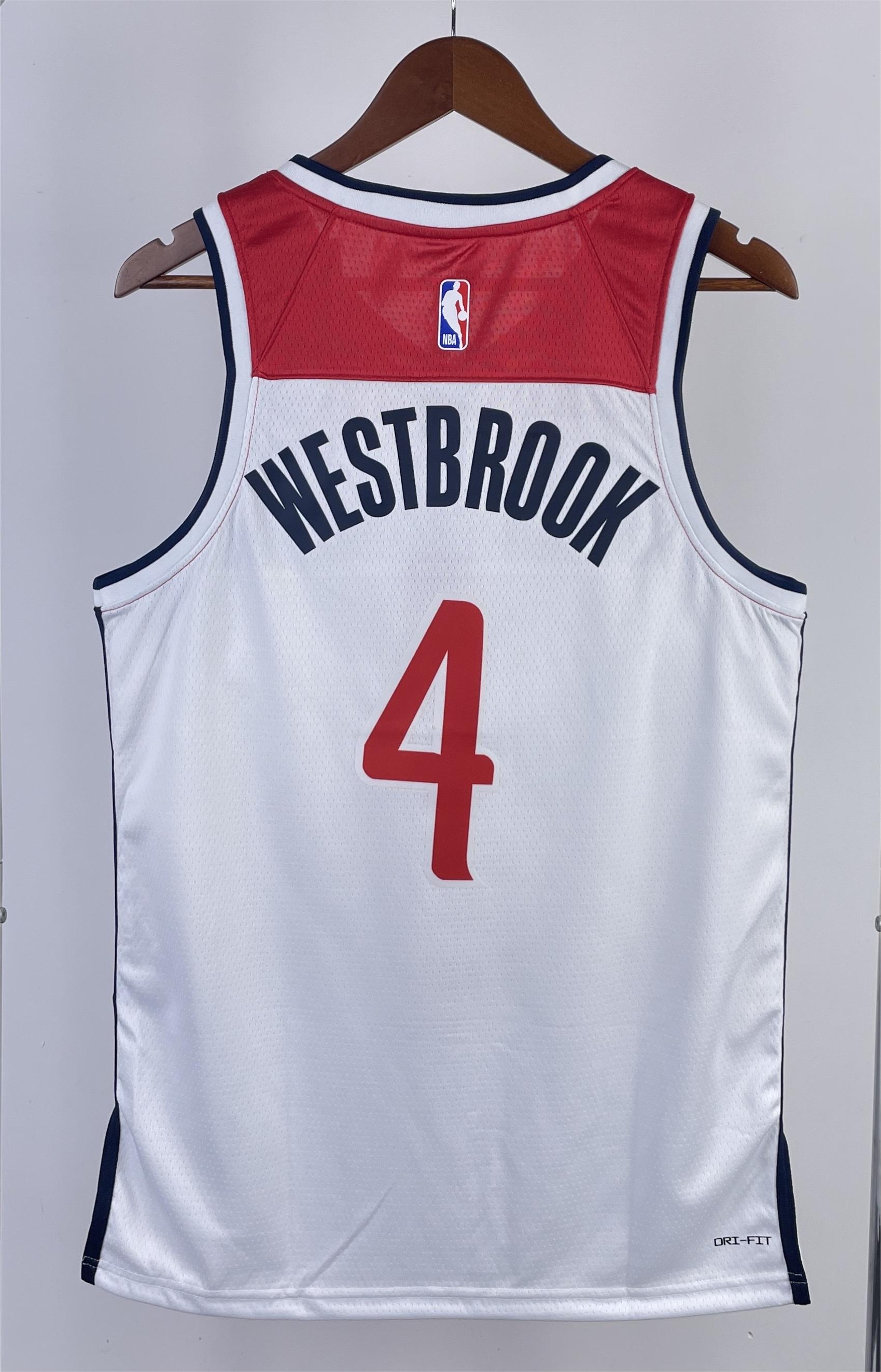 NBA Men 2023 Washington Wizards White #4 WESTBROOK Jersey High Quality Name and Number Print - leoleo123123