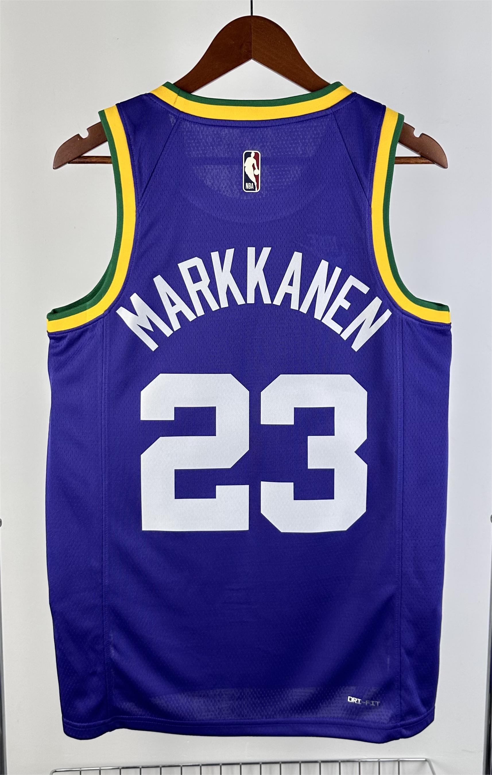 NBA 2024 Men Utah Jazz Purple #23 MARKKANEN Jersey High Quality Name and Number Print - leoleo123123