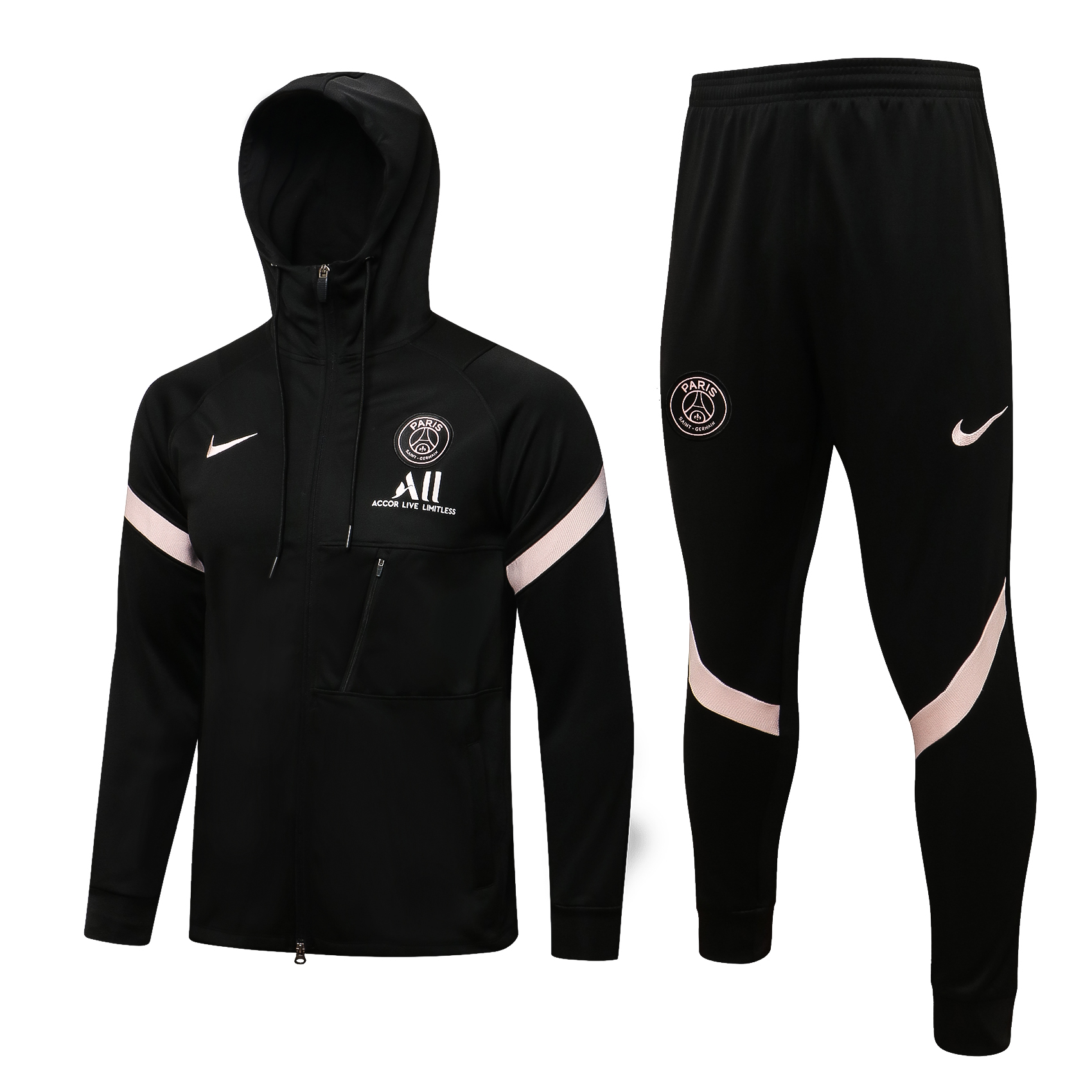 21/22 PSG Black Jacket Tracksuit with Cap Thai Quality - leoleo123123