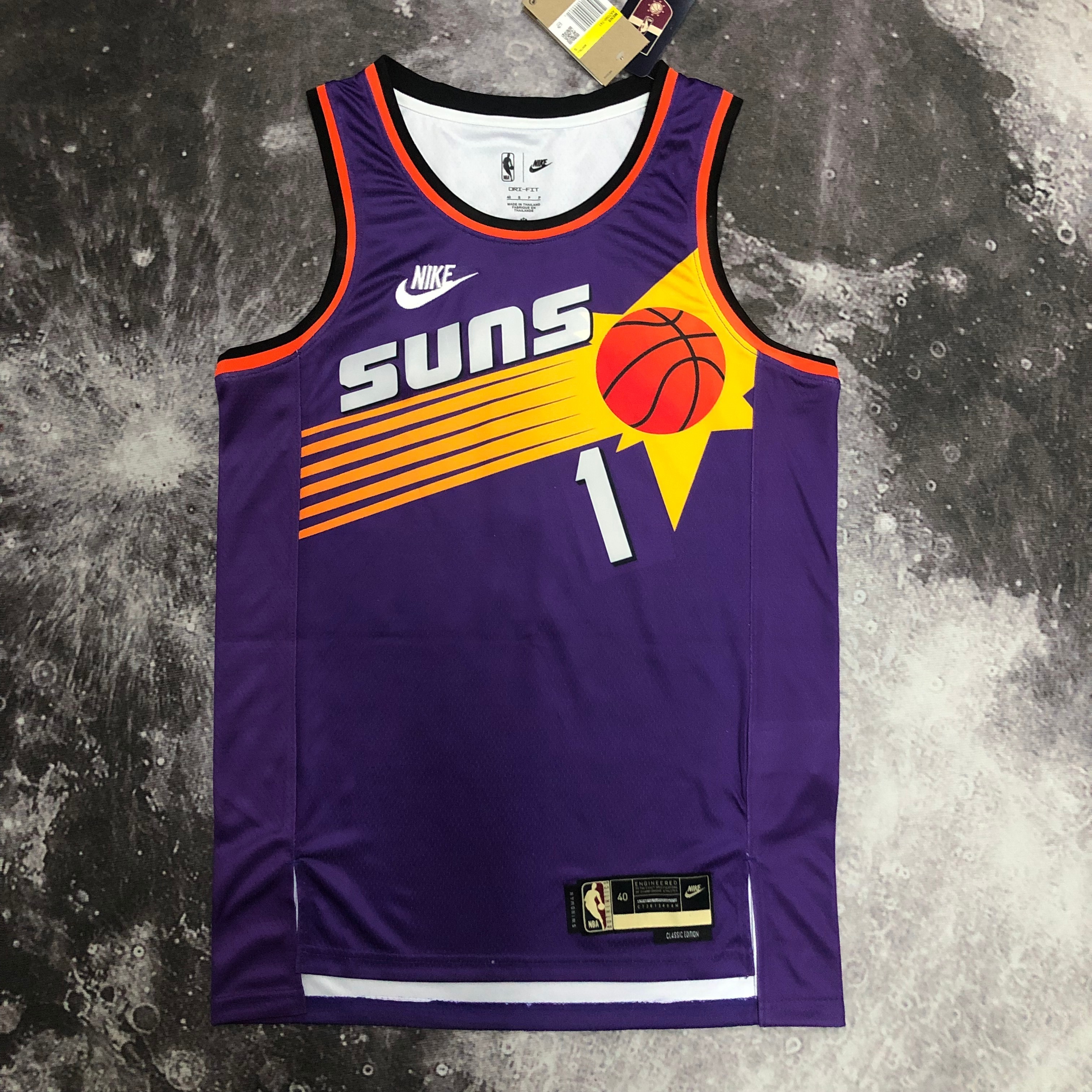 NBA Men Season 2023 Phoenix Suns Purple Retro #1 BOOKER Jersey High Quality Name and Number Print - leoleo123123